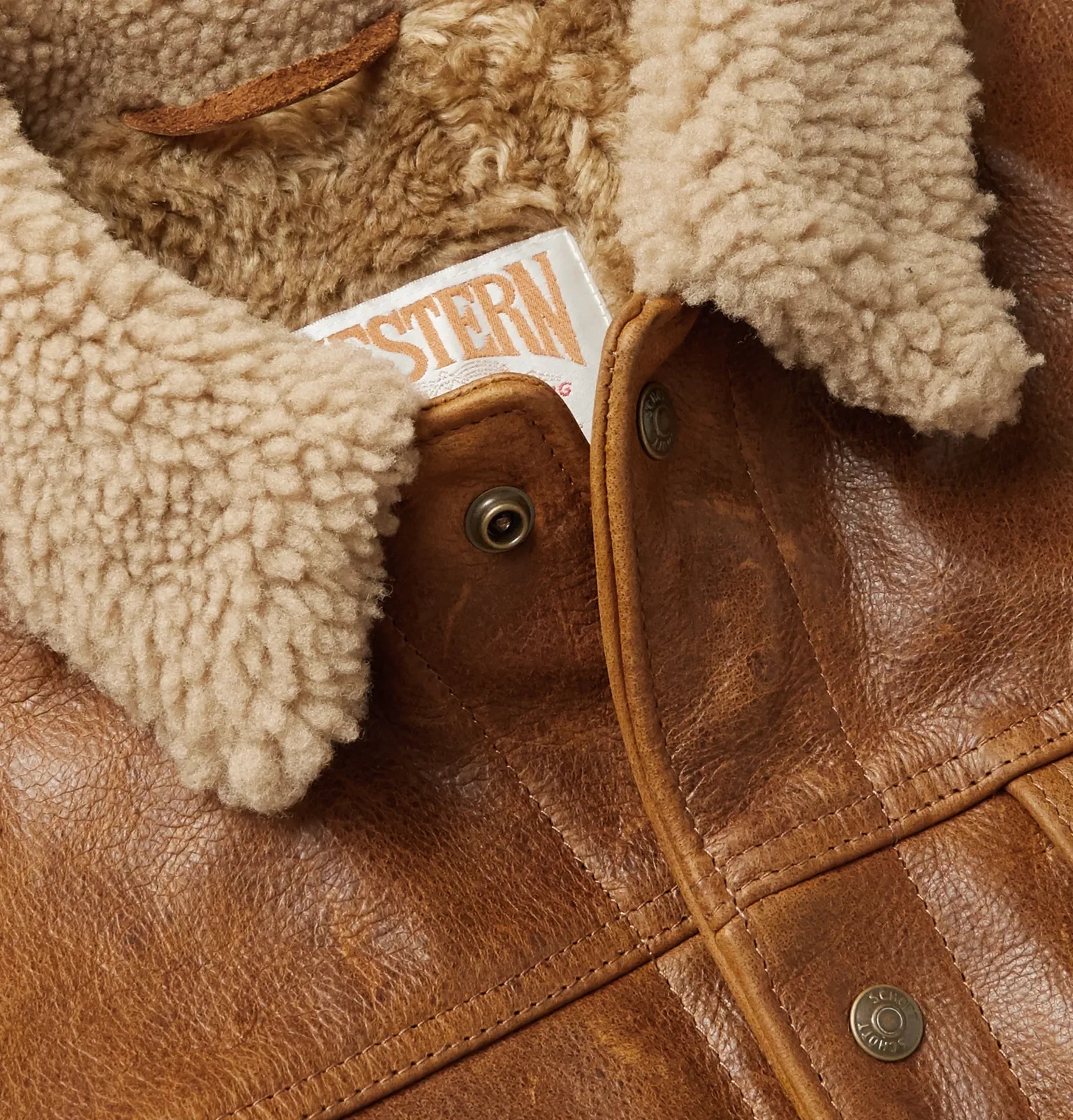 Shearling-Trimmed Leather Trucker Jacket - 10