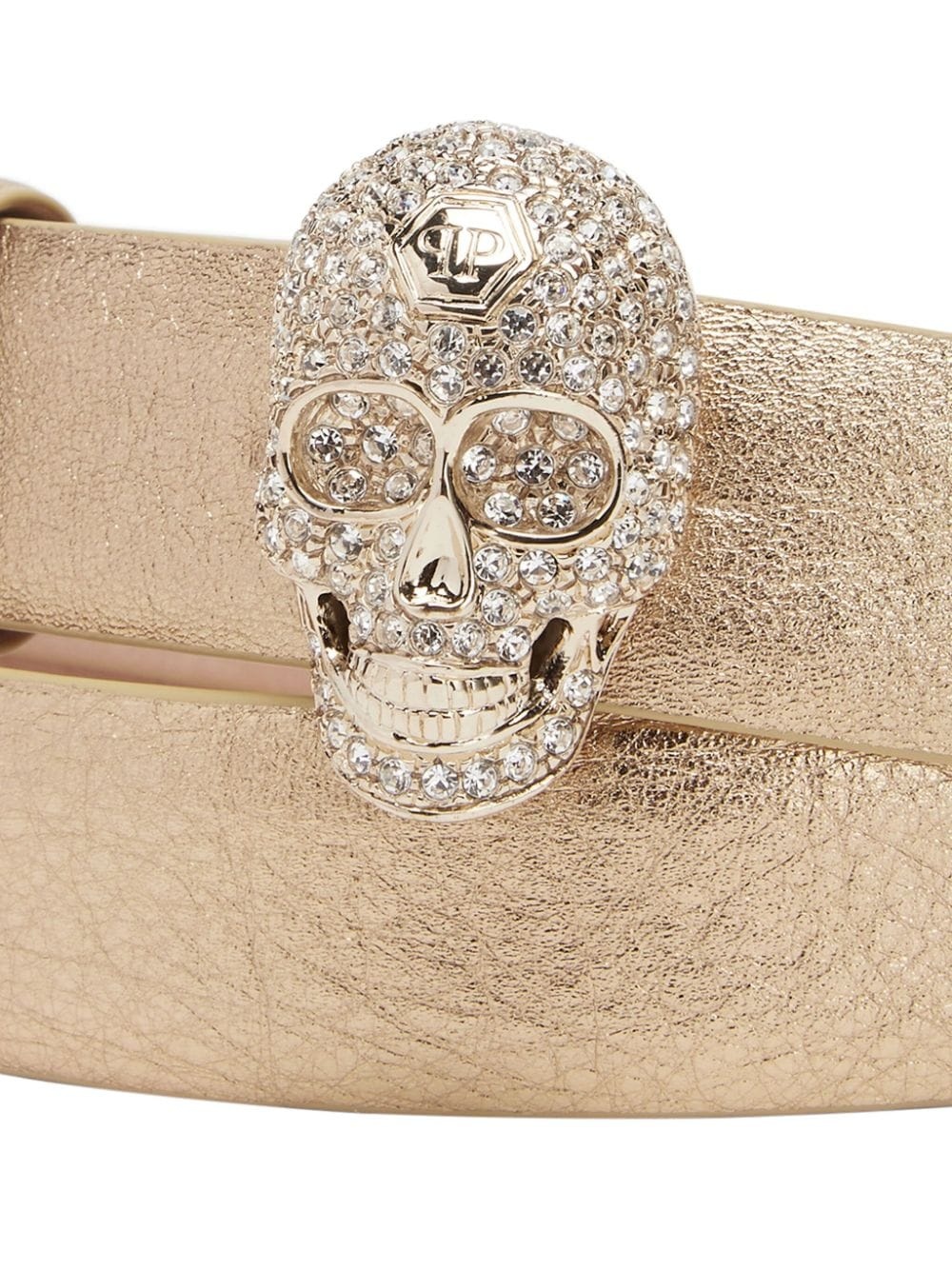 Skull metallic leather belt - 3