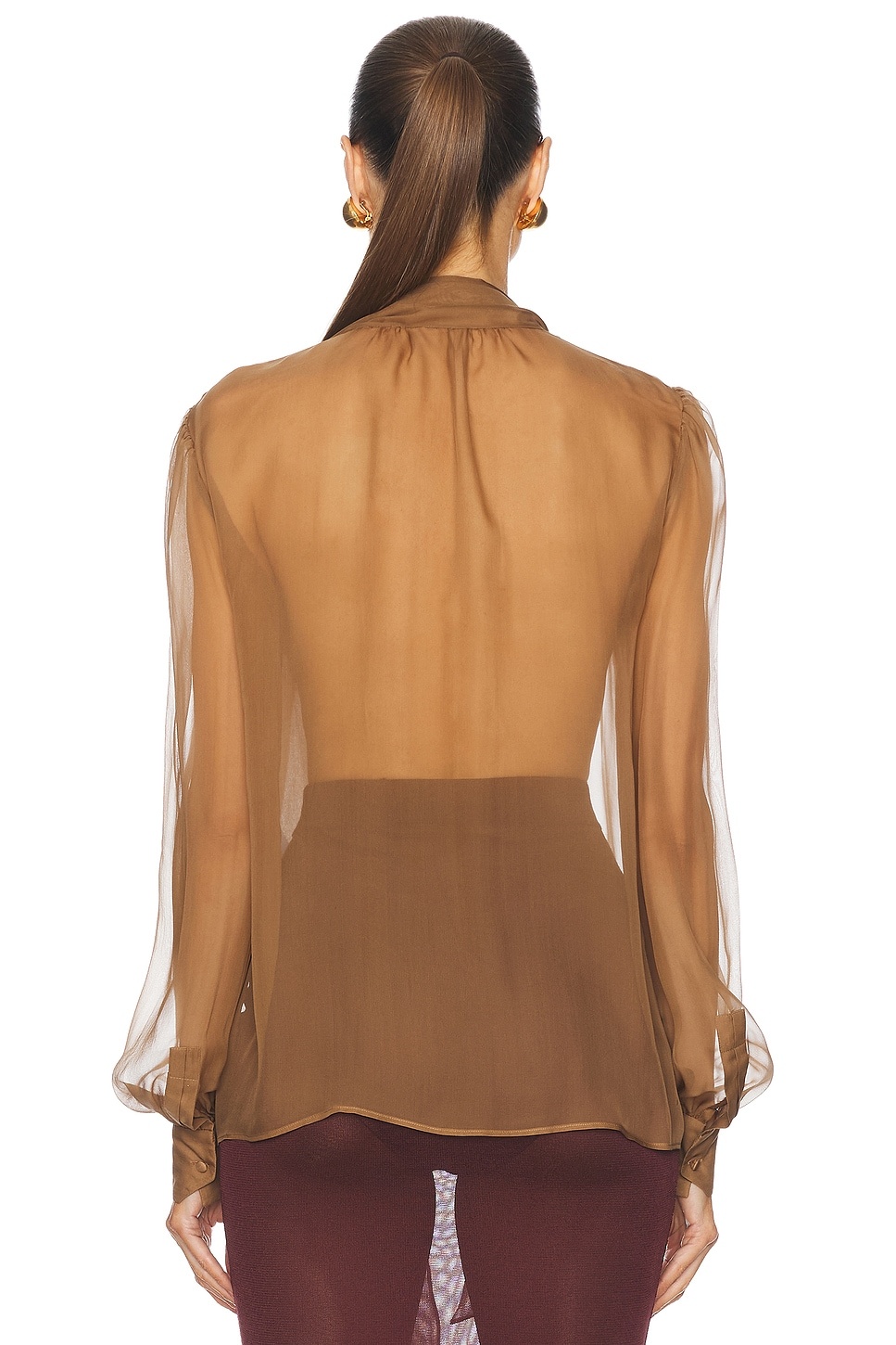 Sheer Long Sleeve Blouse - 3