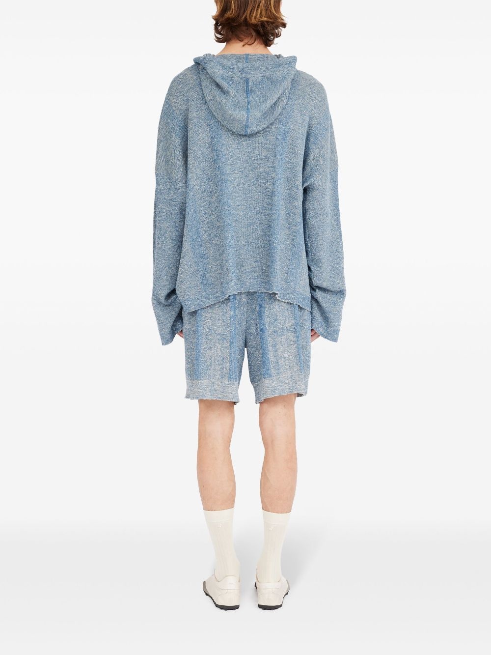 drawstring hood v-neck sweater - 4