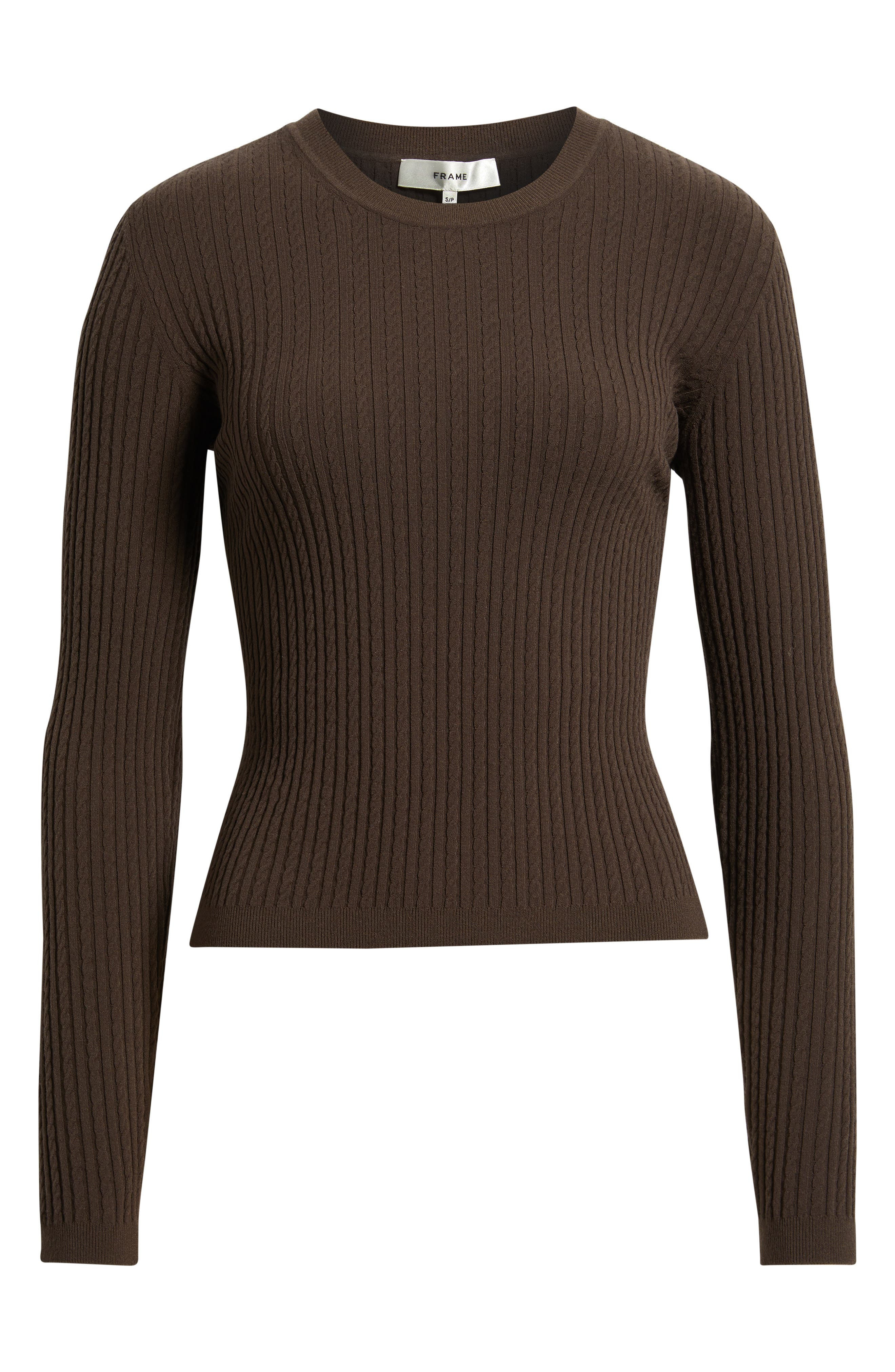 FRAME The Fine Cable Sweater in Coffee at Nordstrom - 5