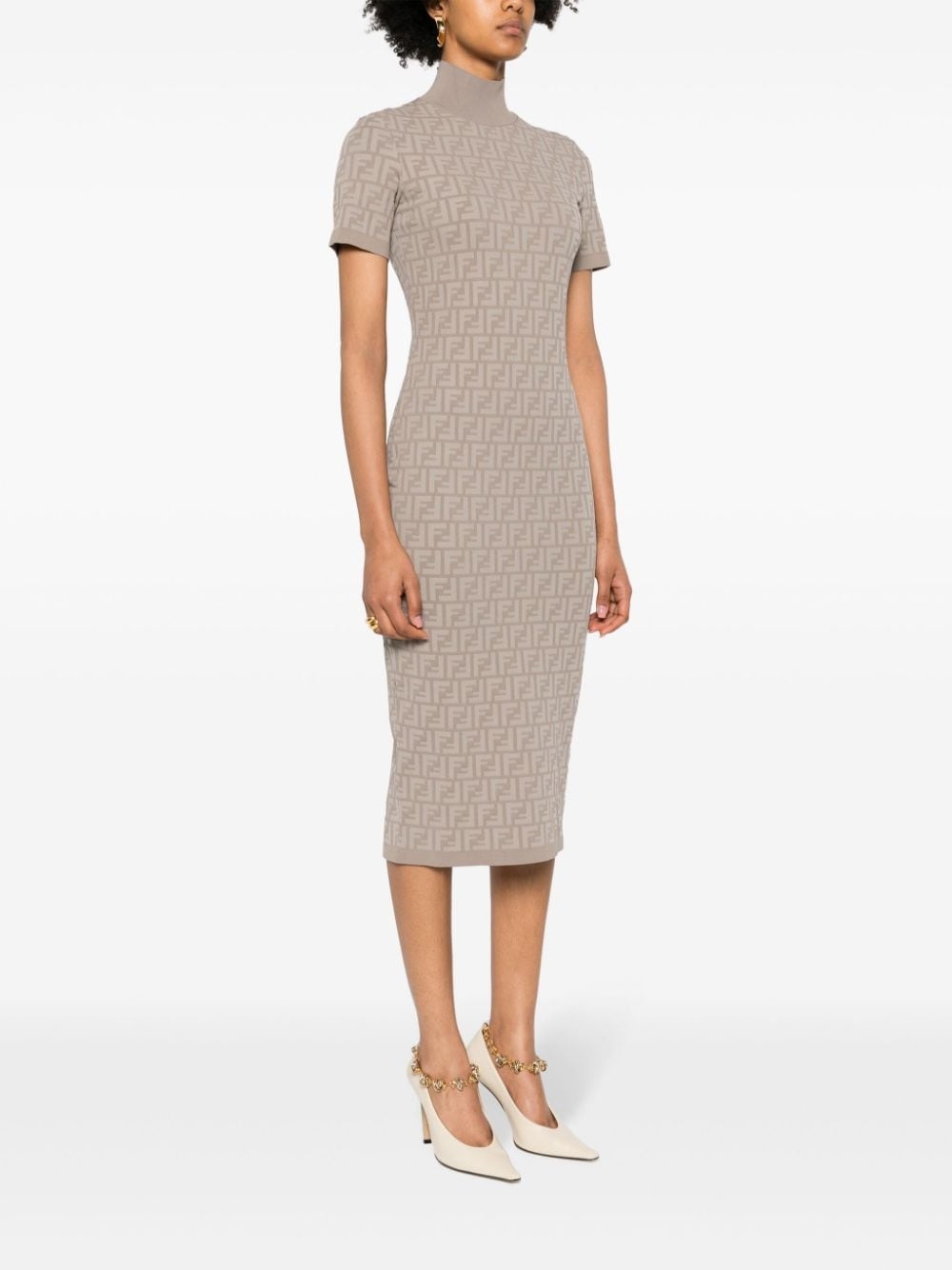 FF-jacquard midi dress - 3