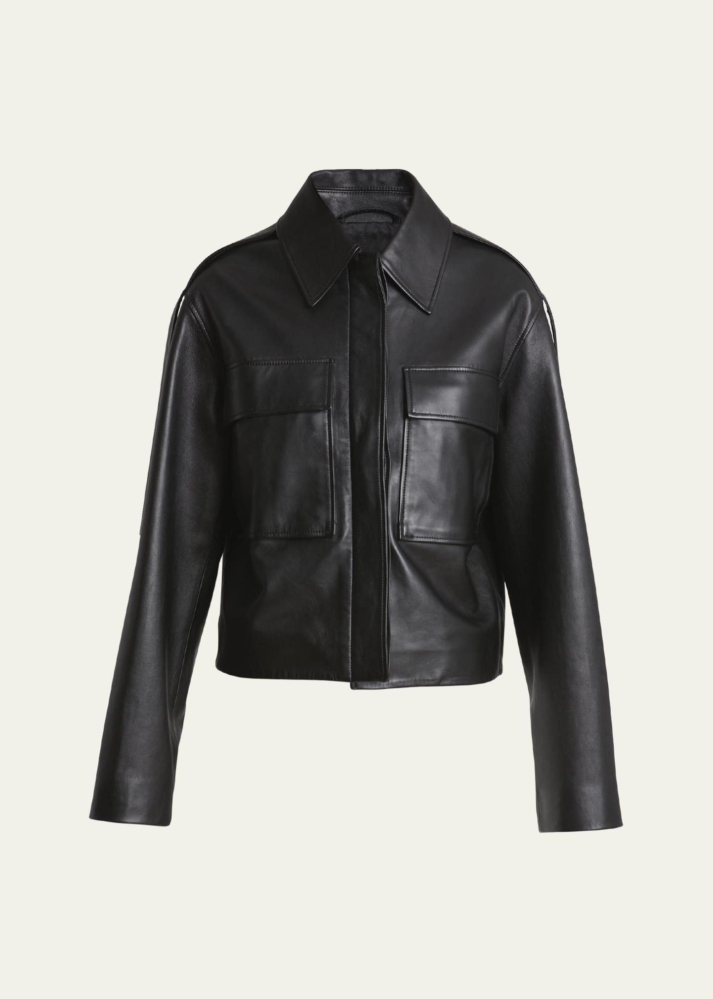 Dylan Wide Glossy Leather Jacket - 1
