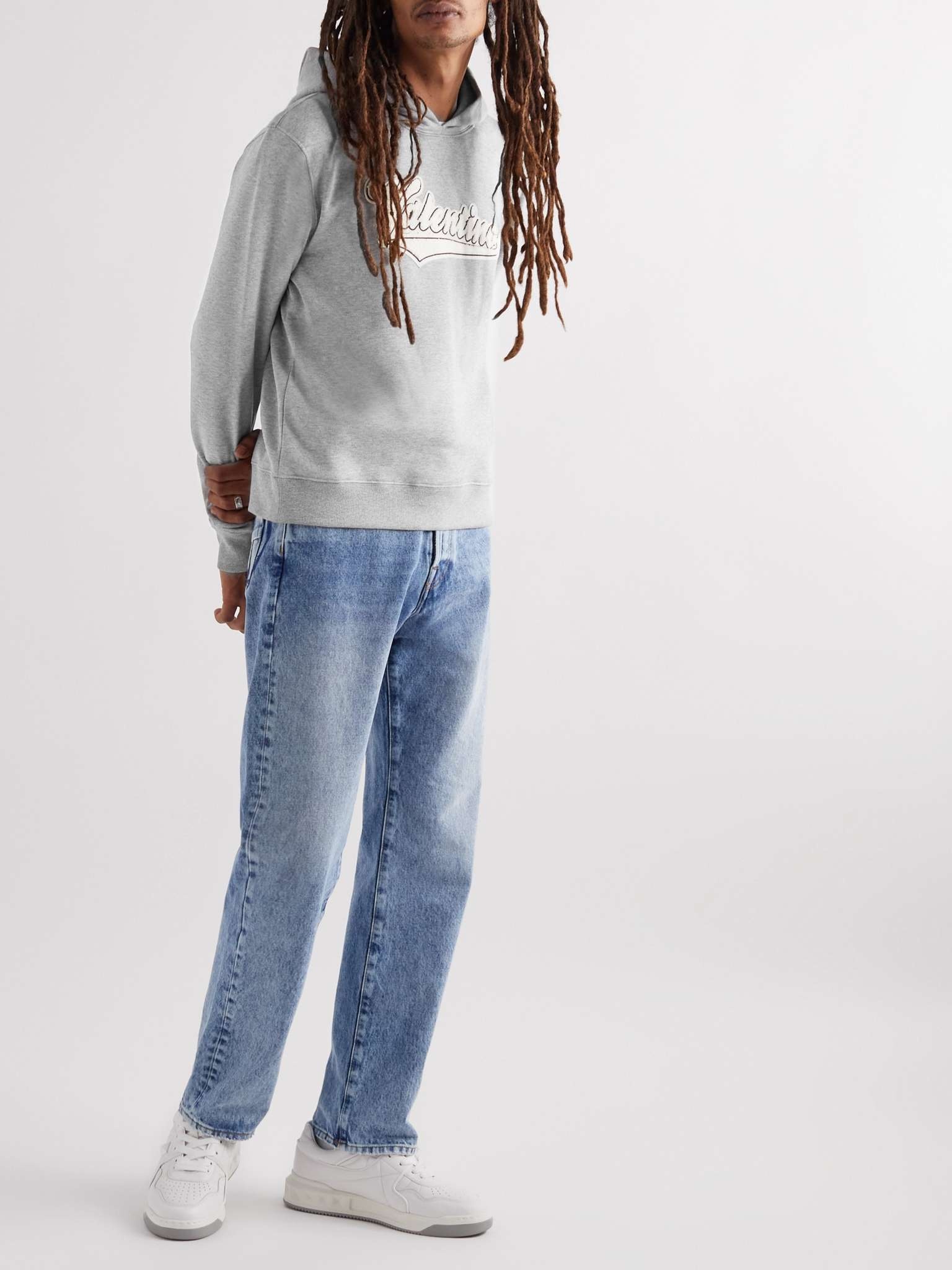 Logo-Appliquéd Bouclé-Trimmed Cotton-Blend Jersey Hoodie - 2