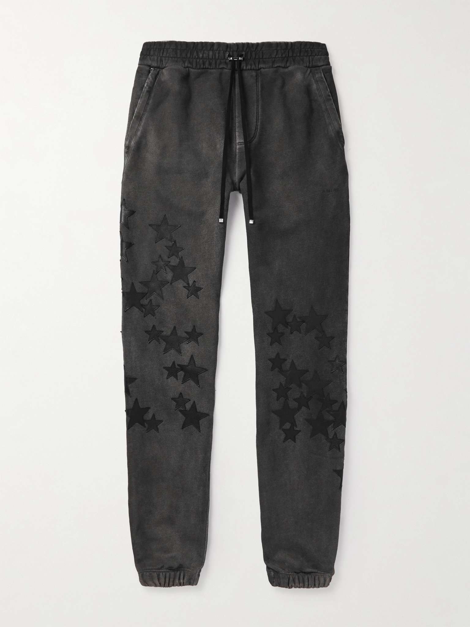 Pigment Spray Star Tapered Leather-Trimmed Cotton-Jersey Sweatpants - 1