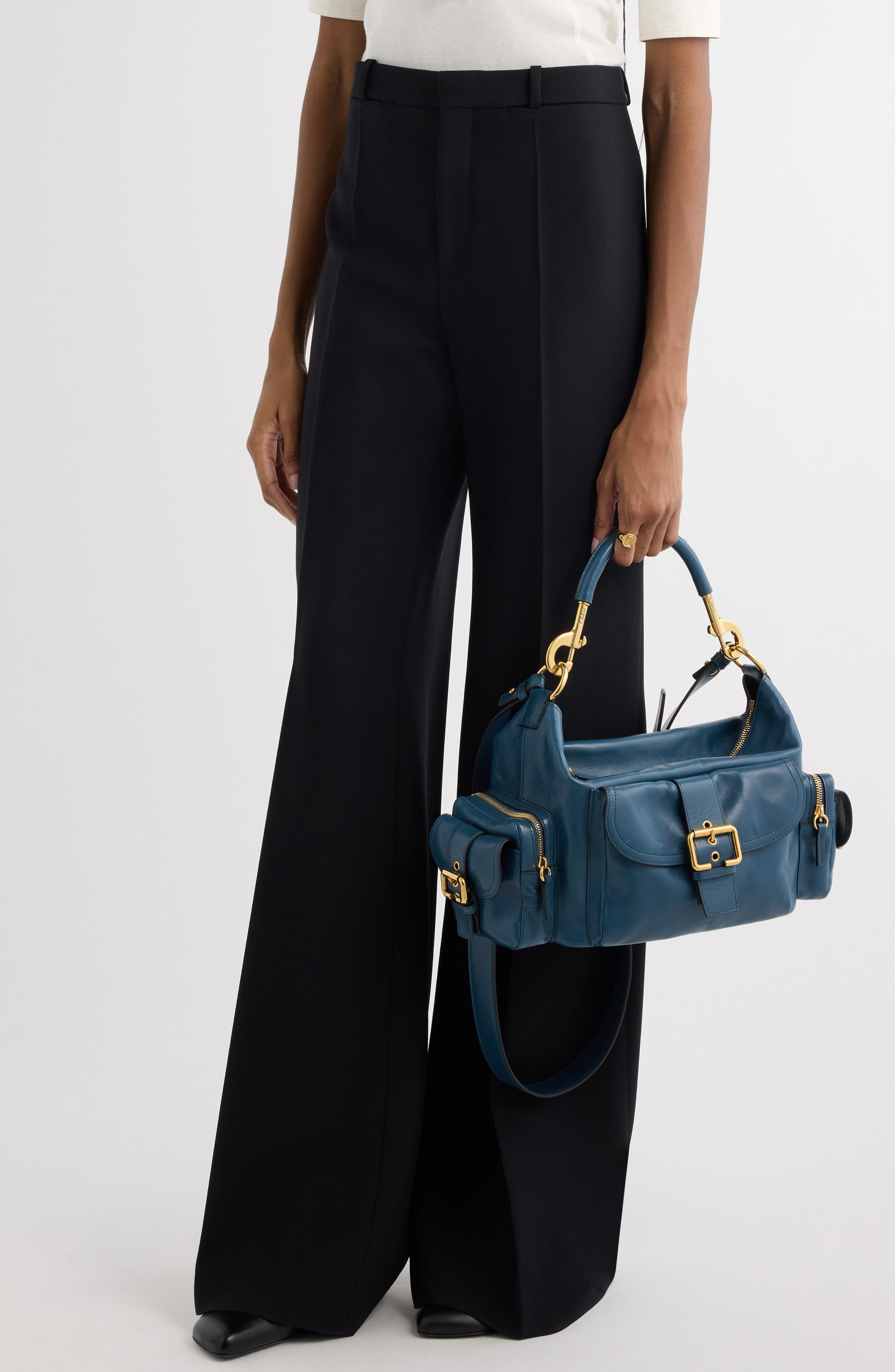Chloé Large Leather Camera Bag in Evening Blue 48B at Nordstrom - 3