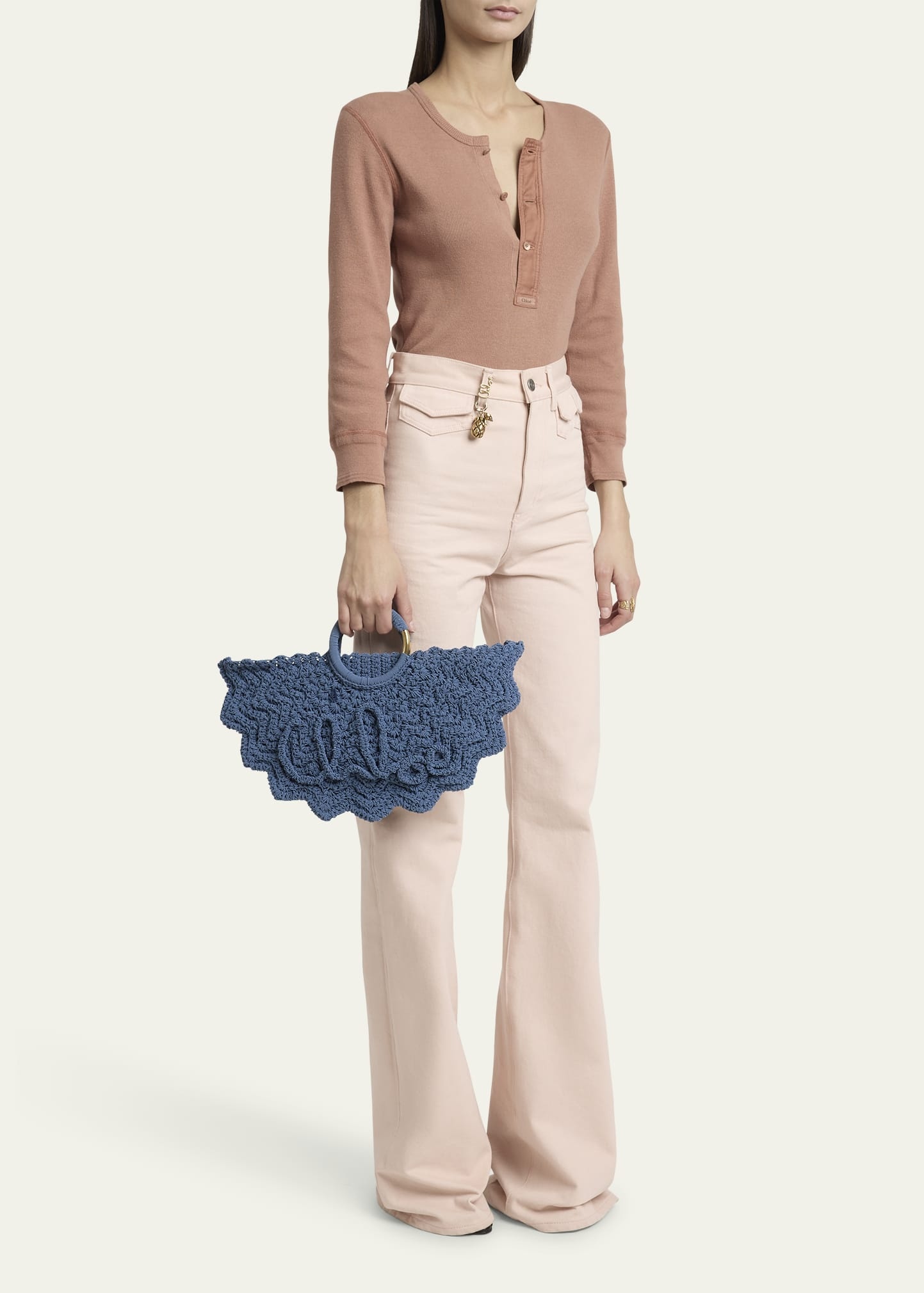 Passementerie Crochet Top-Handle Bag in Fabric - 6