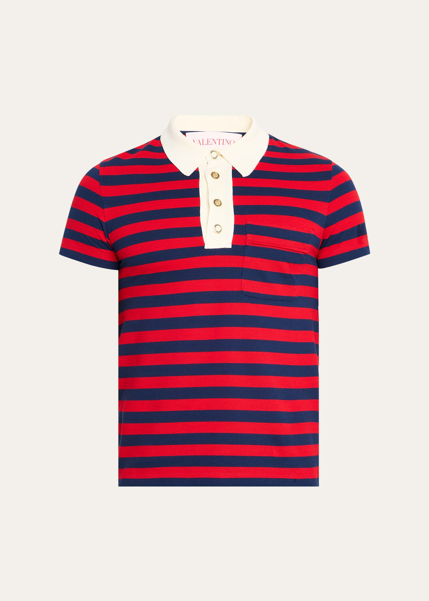 Men's Stripe Cotton Pique Polo Shirt - 1