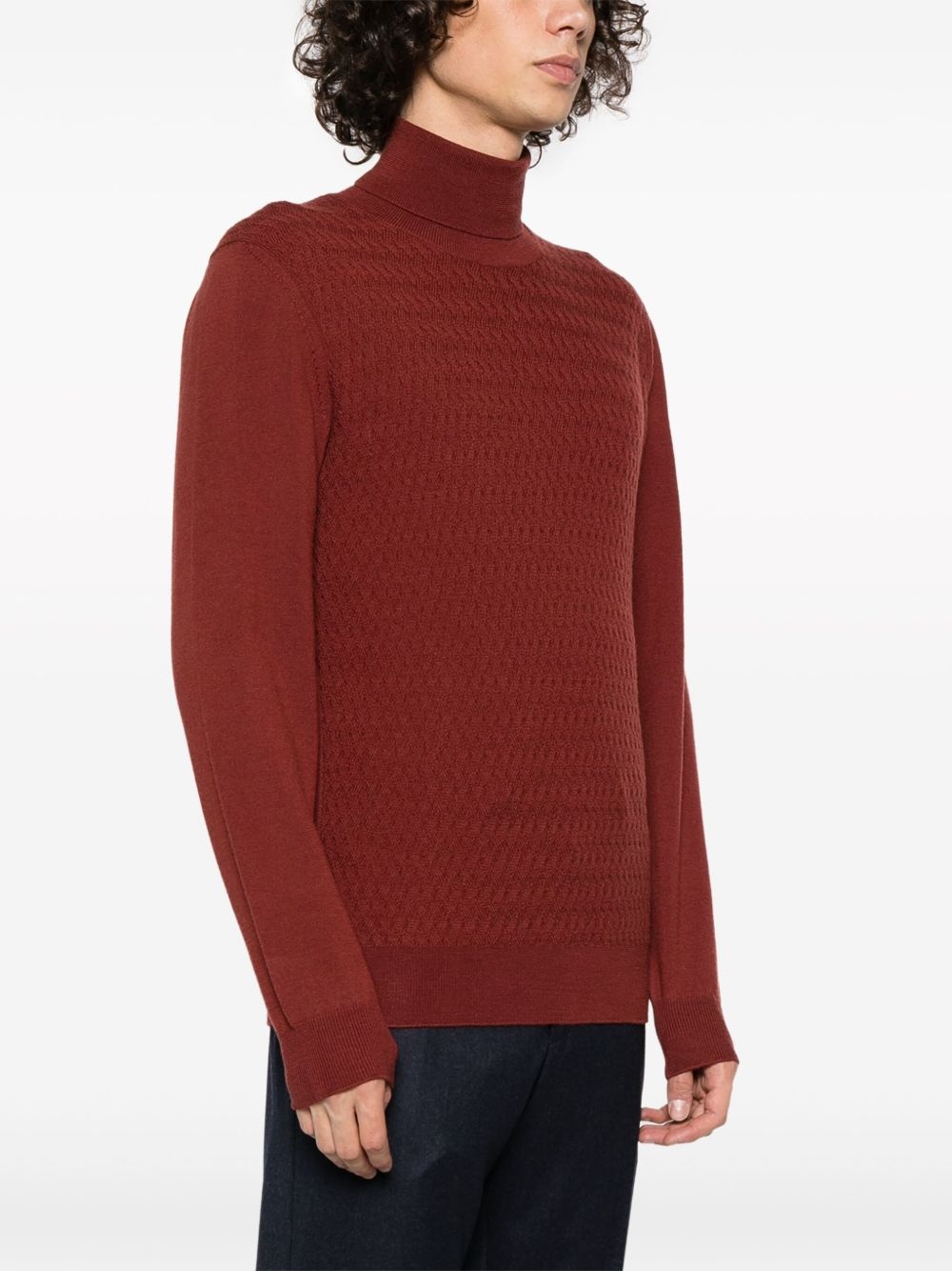 embossed-knit virgin-wool jumper - 3