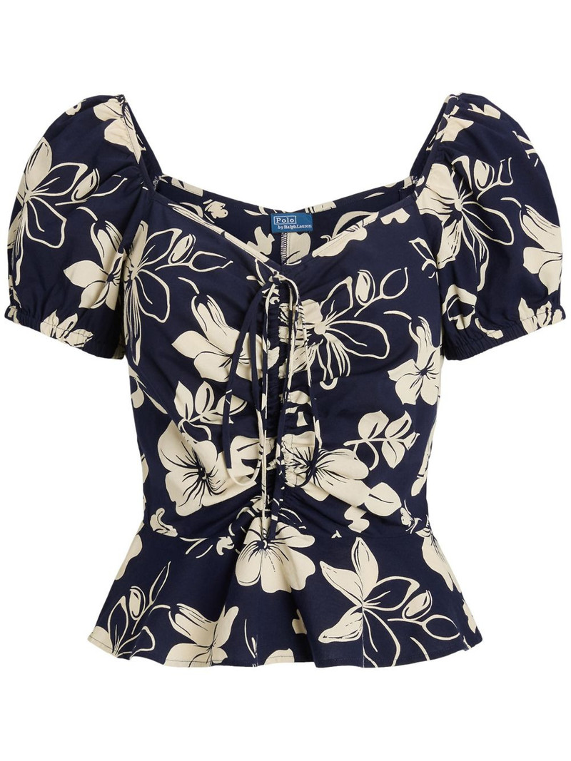 floral-print ruched blouse 1