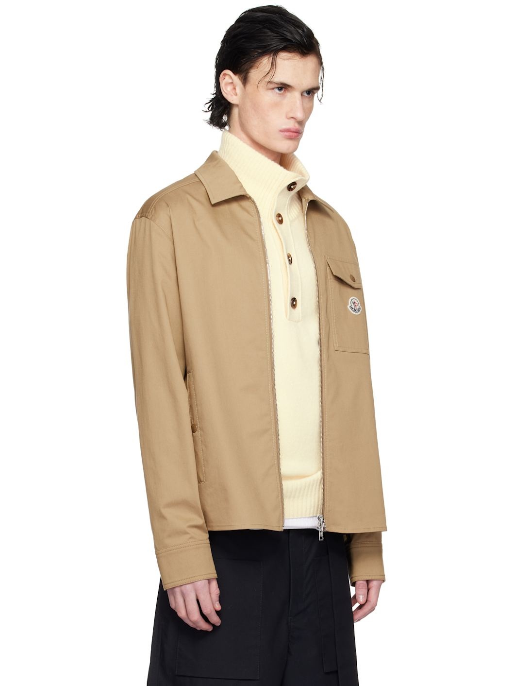 Tan Cotton Gabardine Zip-Up Jacket - 2