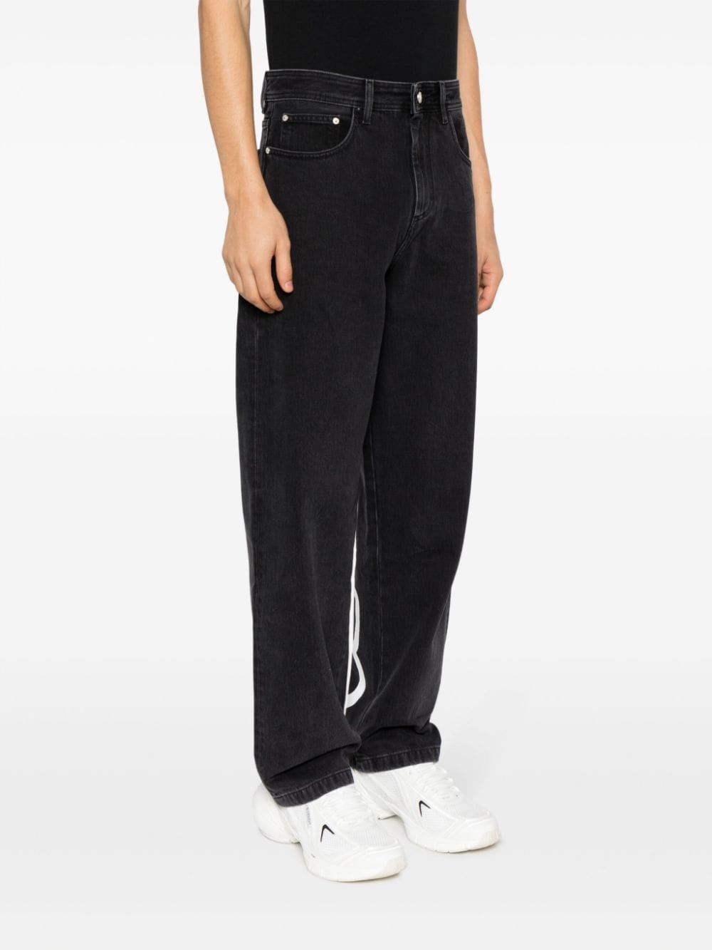 graffiti-print wide-leg jeans - 4