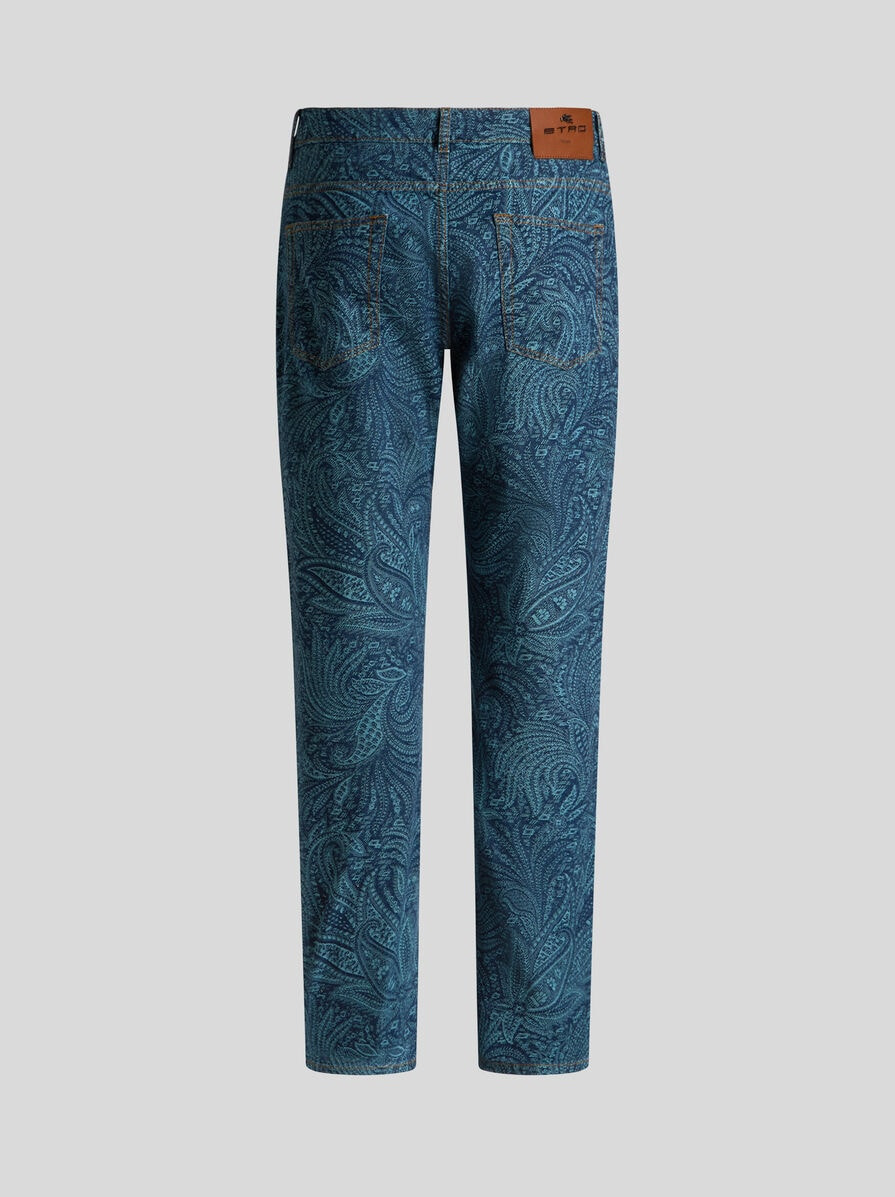 STRETCH JEANS WITH ALL-OVER FOLIAGE - 5