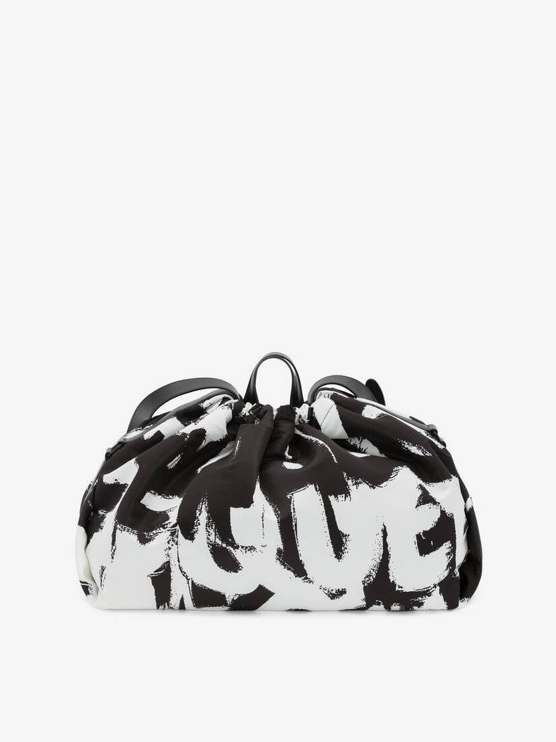 Mcqueen Graffiti Bundle Bag in Black/white 3
