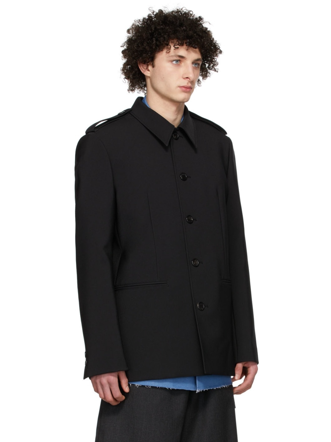 Black Regular Collar Jacket - 2