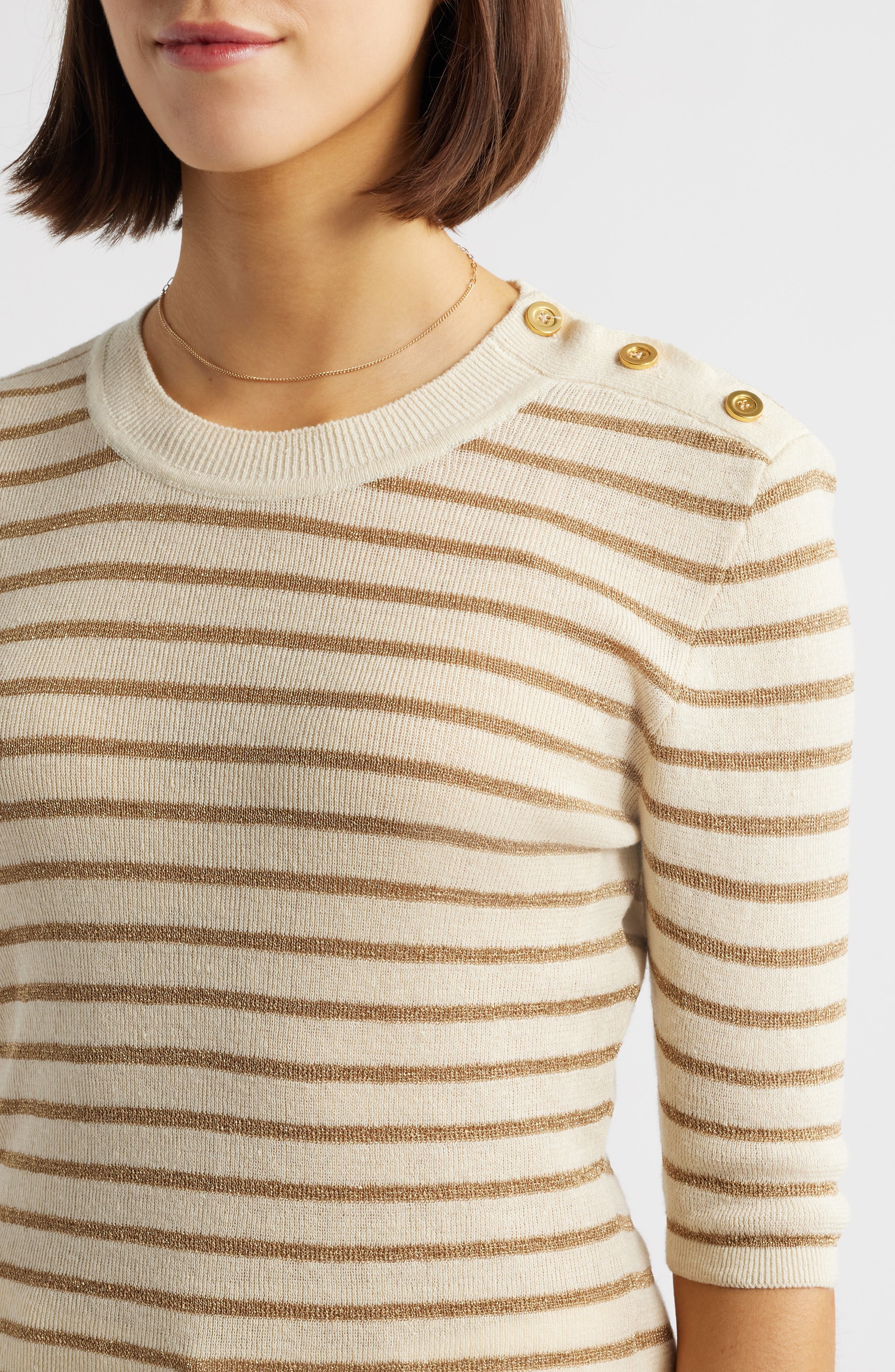 FRAME The Marina Elbow Sleeve Sweater in Cream Multi at Nordstrom - 4