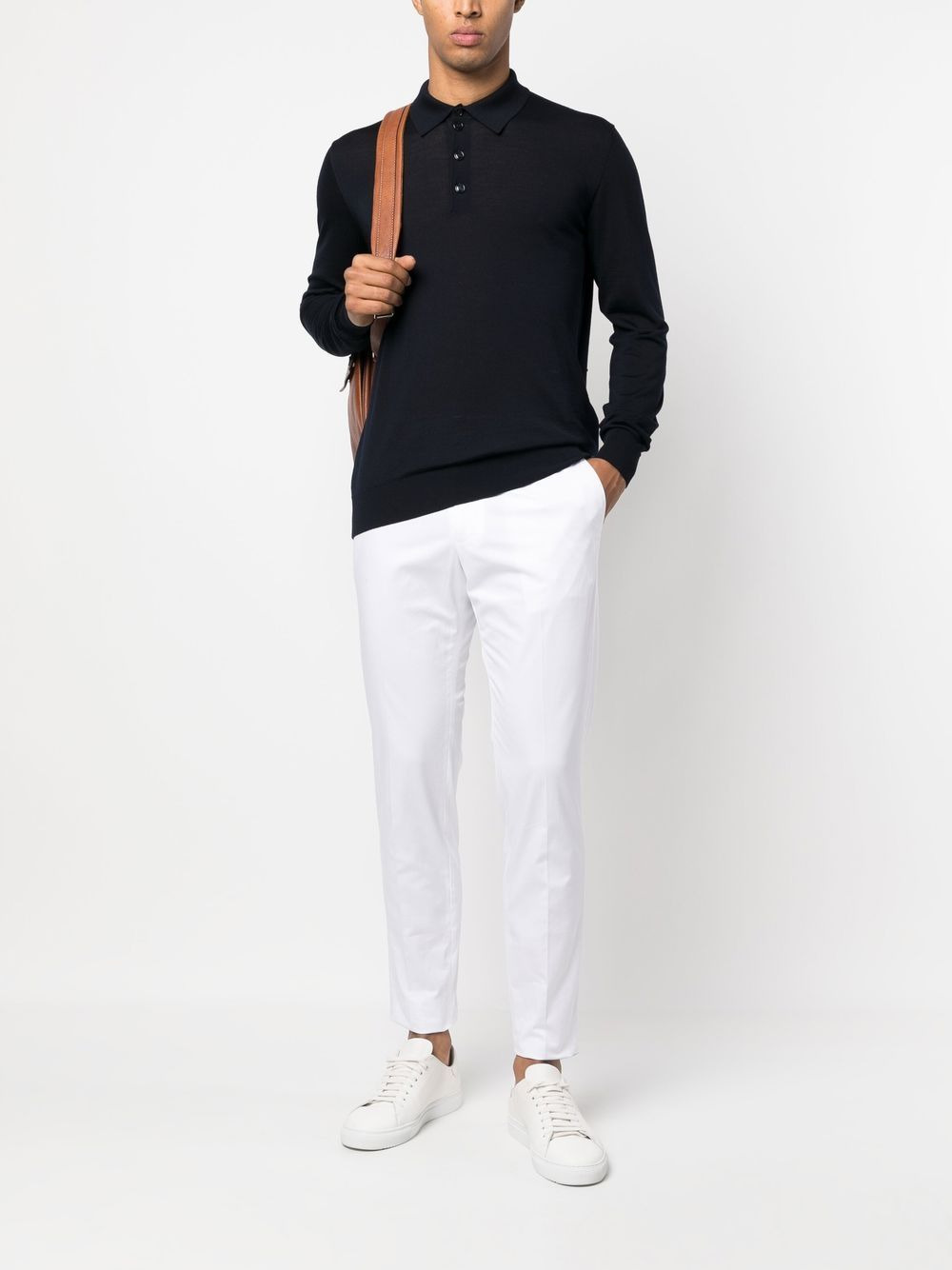 button-front long-sleeved polo shirt - 2