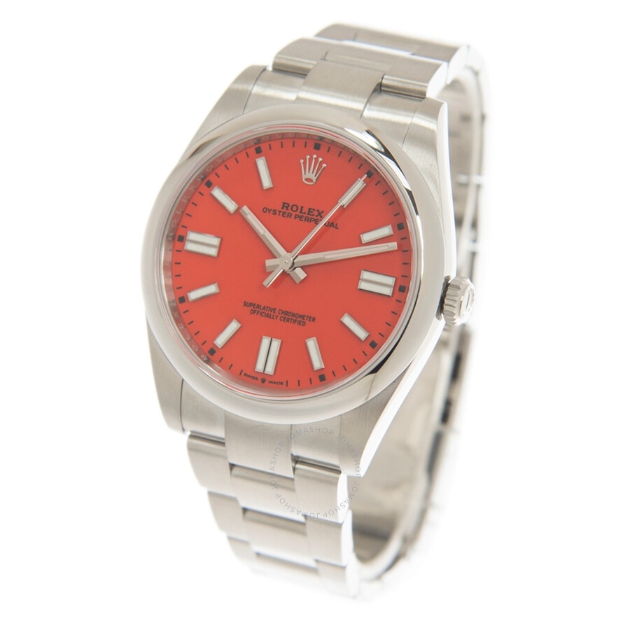 Rolex Oyster Perpetual 41 Automatic Coral Red Dial Men's Watch 124300CRLRDSO - 3