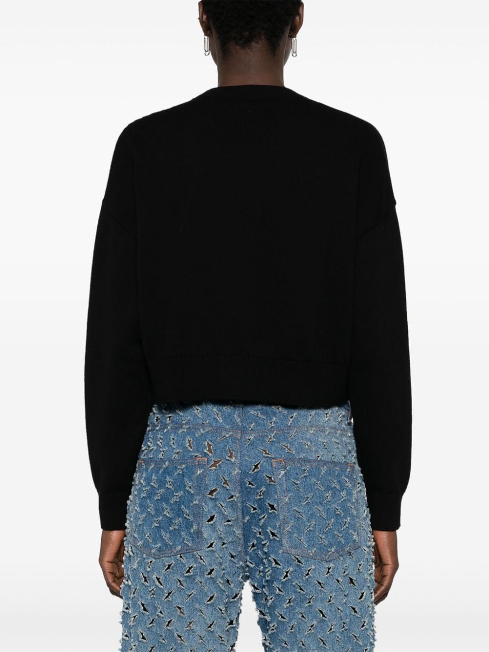 logo-embroidered cotton jumper - 4