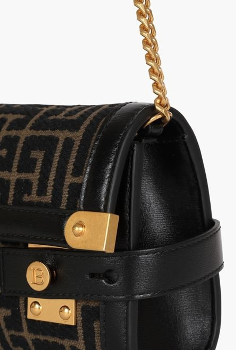 Bicolor khaki and black jacquard B-Buzz 23 clutch bag 8