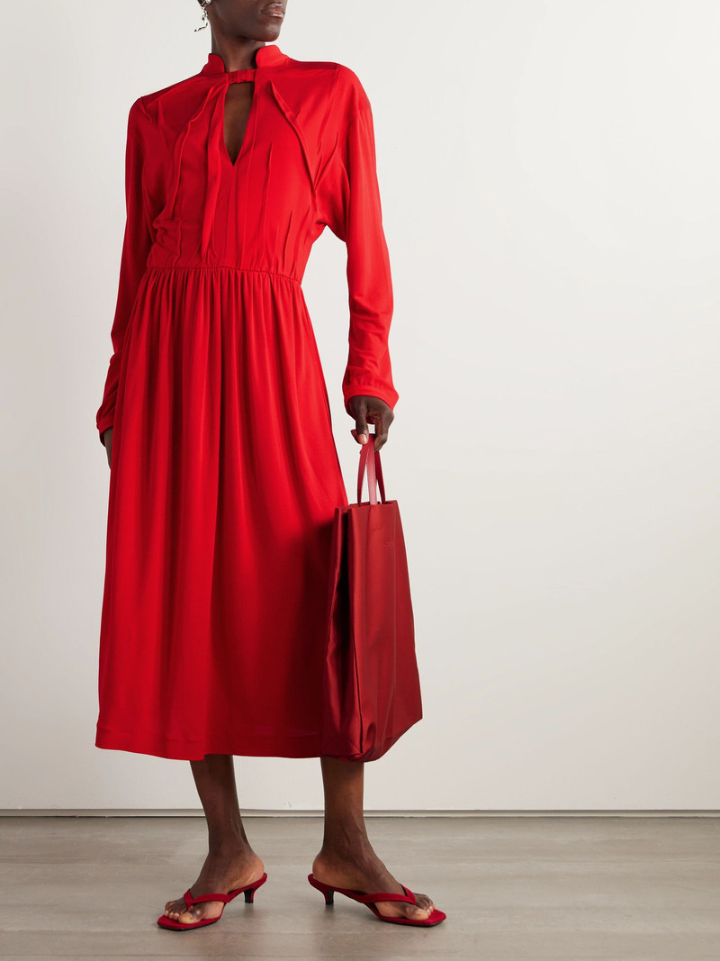 MARIE ADAM-LEENAERDT Crepe midi dress Red outlook