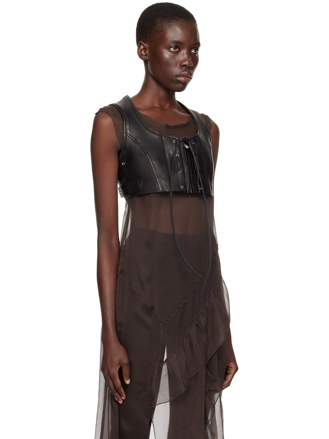 Black Motorcycle Bustier Vest - 2