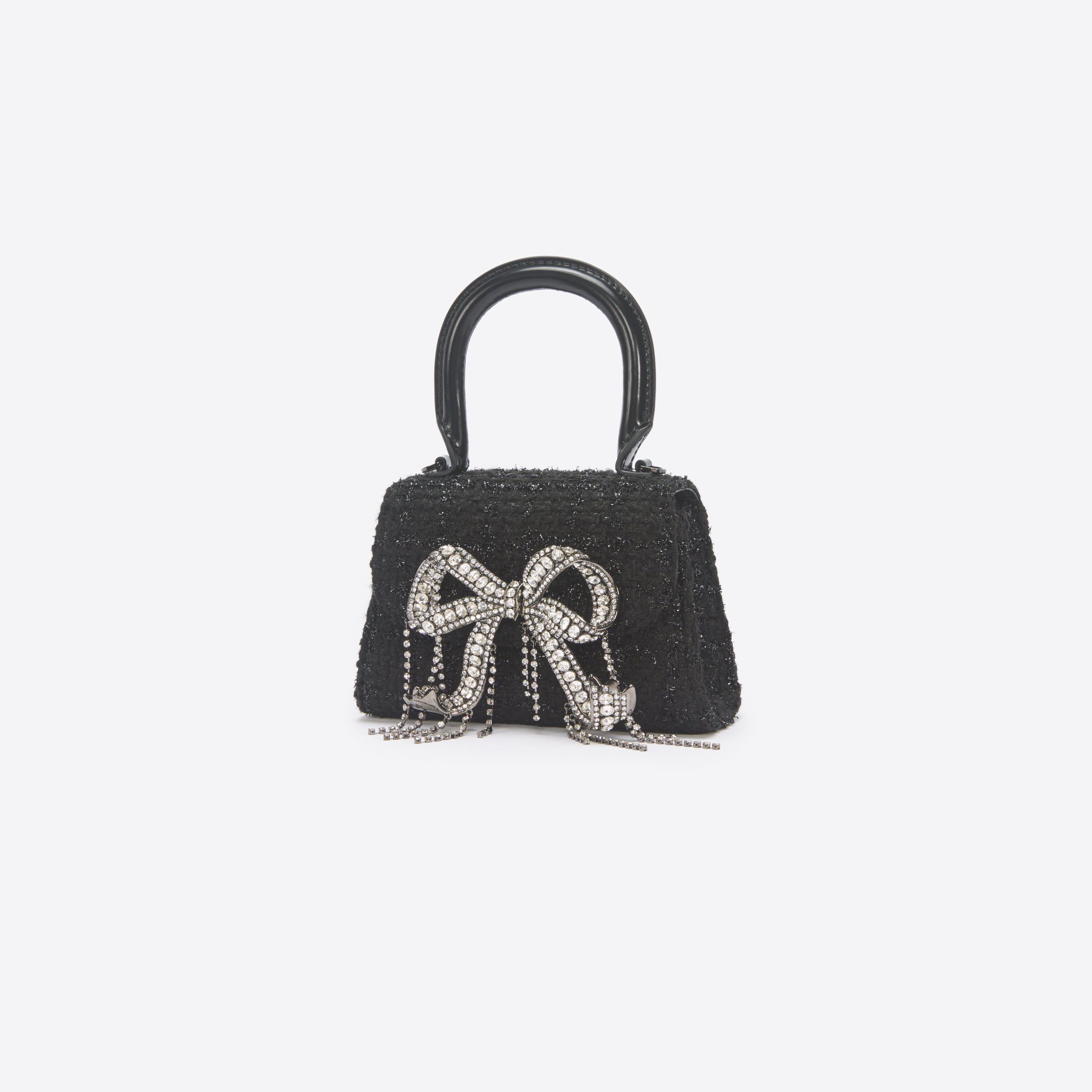 Black Boucle Micro Bow Bag - 2