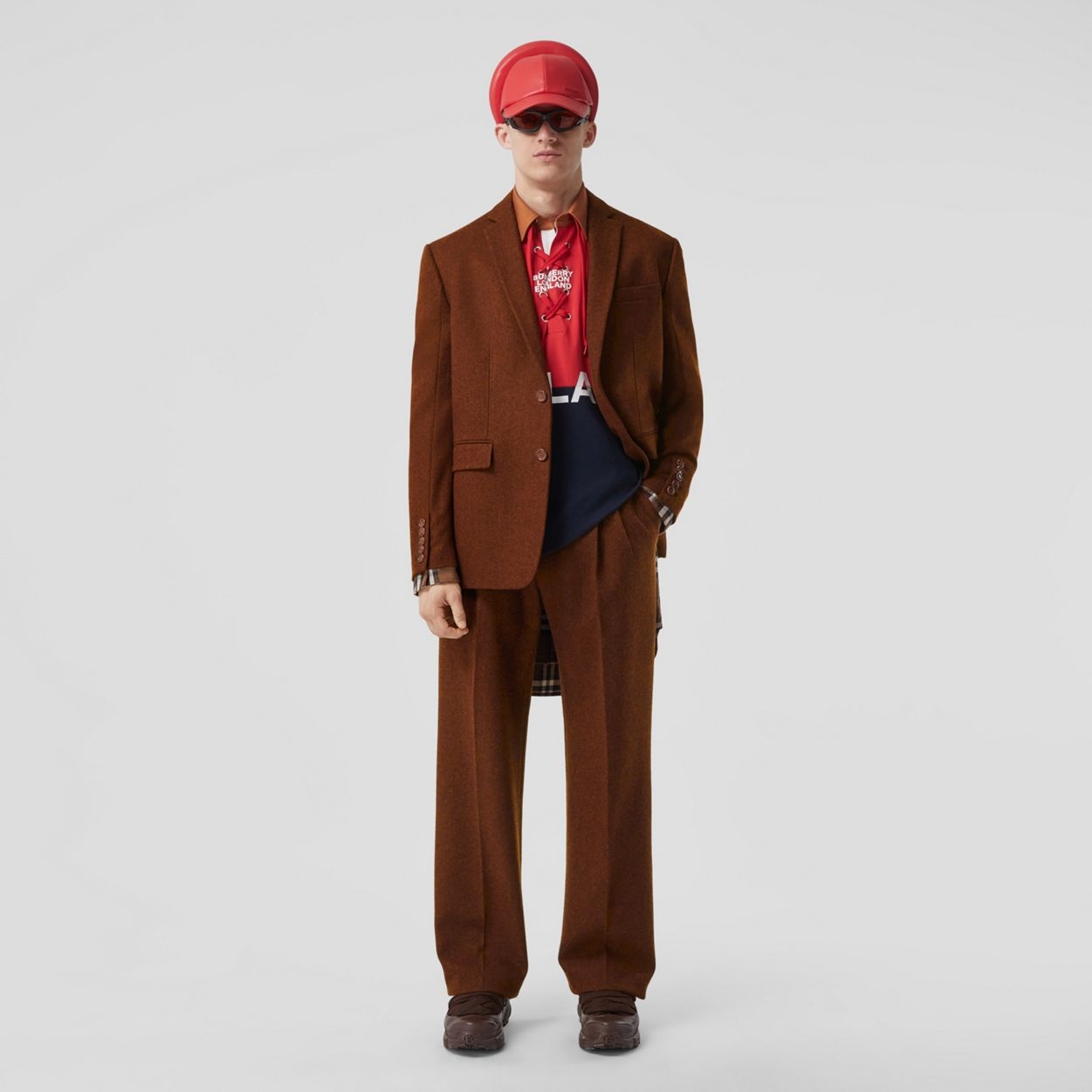 Check Panel Wool Wide-leg Trousers - 2