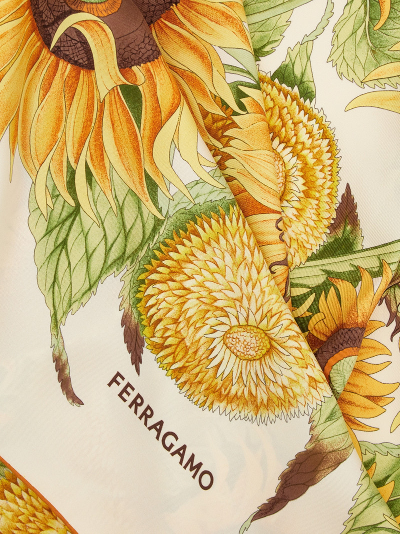 FERRAGAMO Sunflower print silk scarf outlook