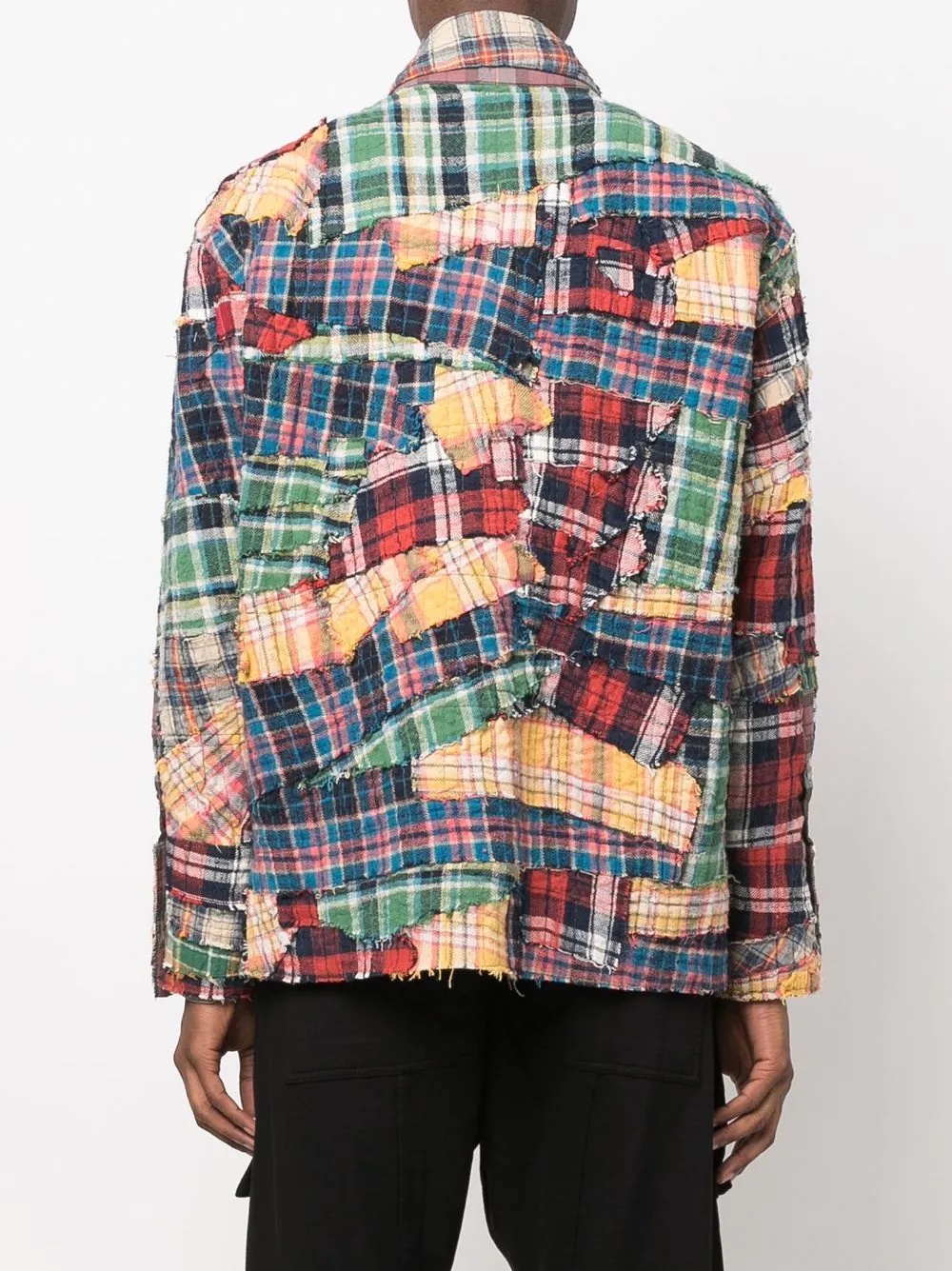 patchwork checked shirt - 5