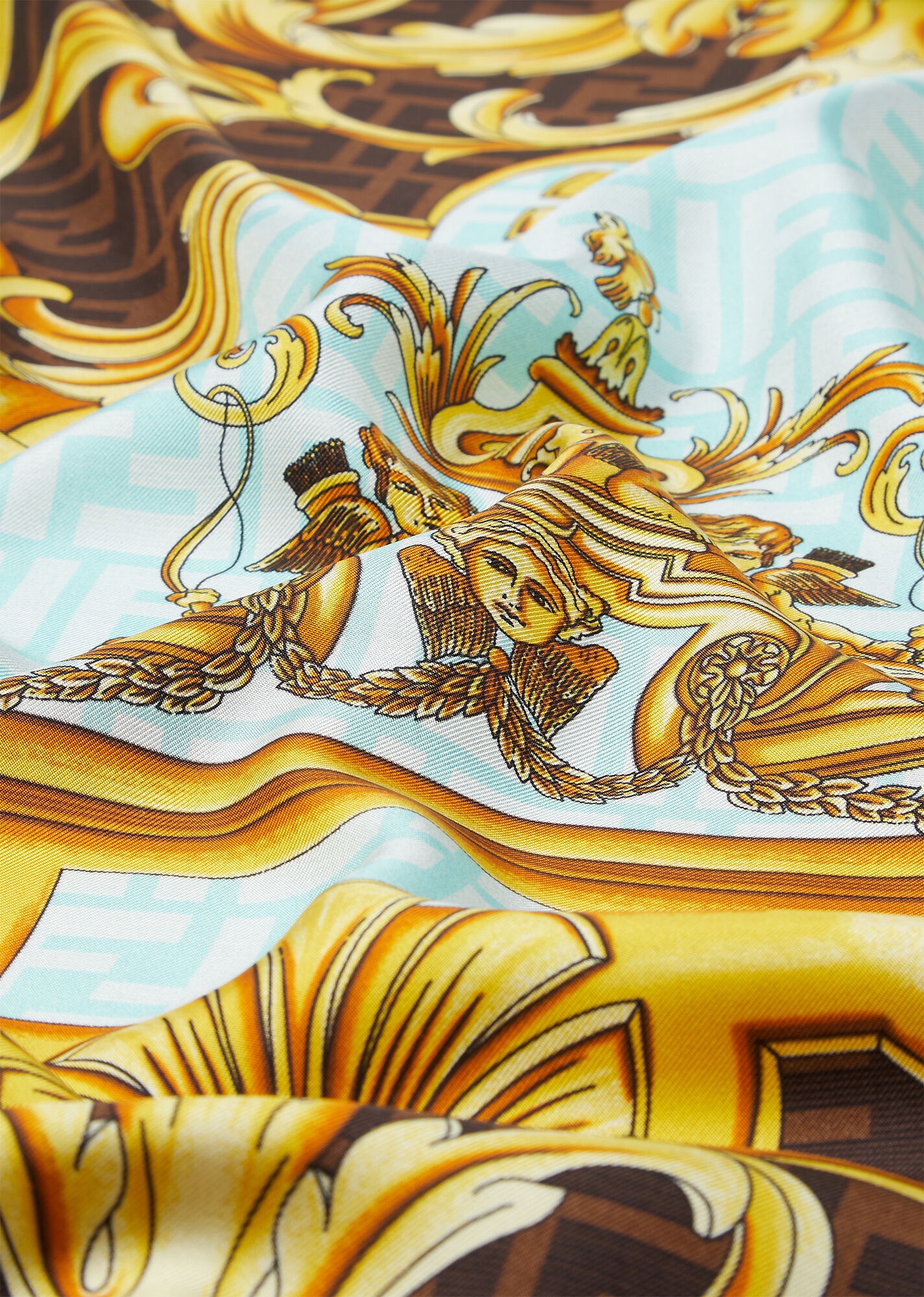 Fendace Gold Baroque Silk Foulard - 2