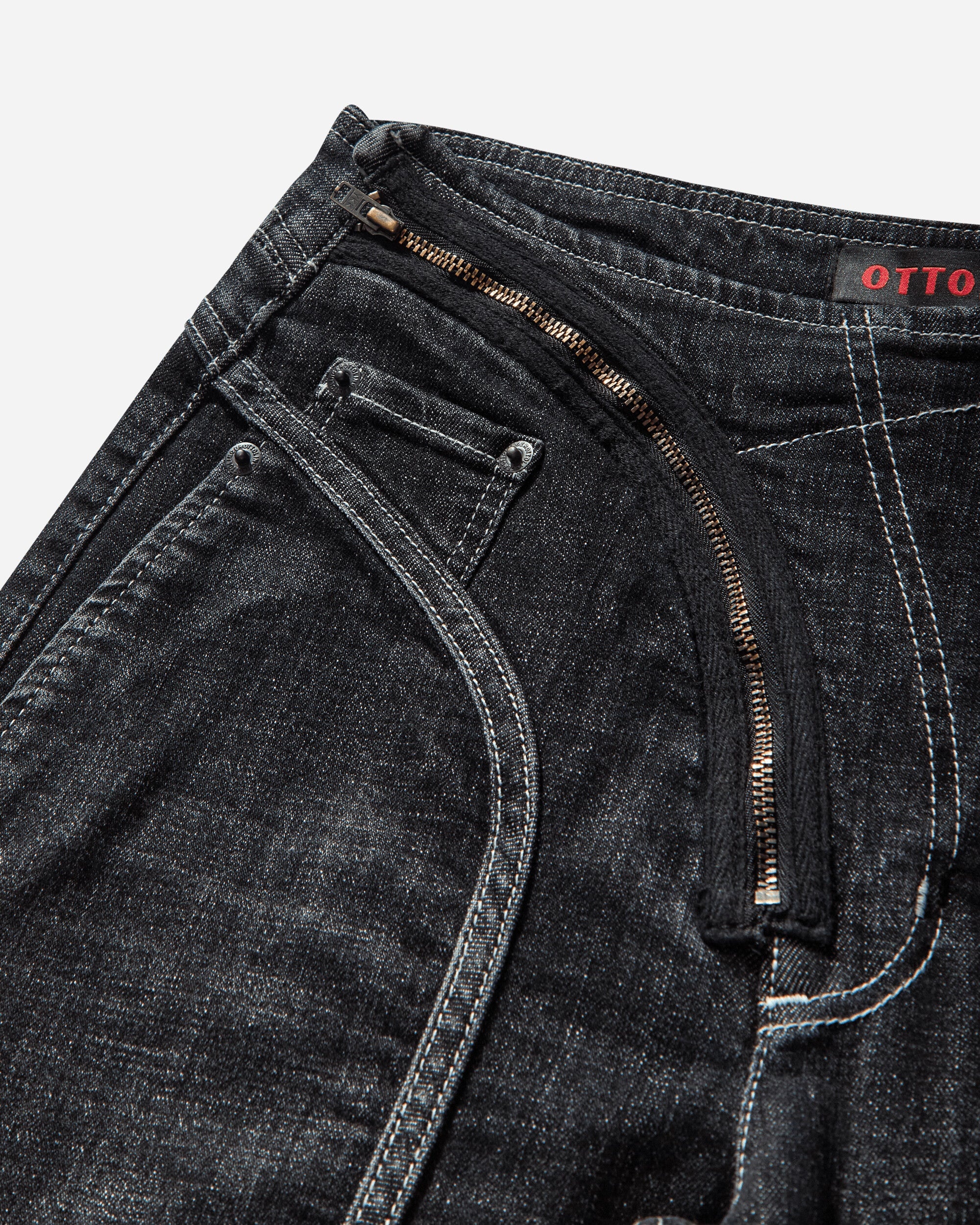 Women's Open Back Denim Pants Black - 3