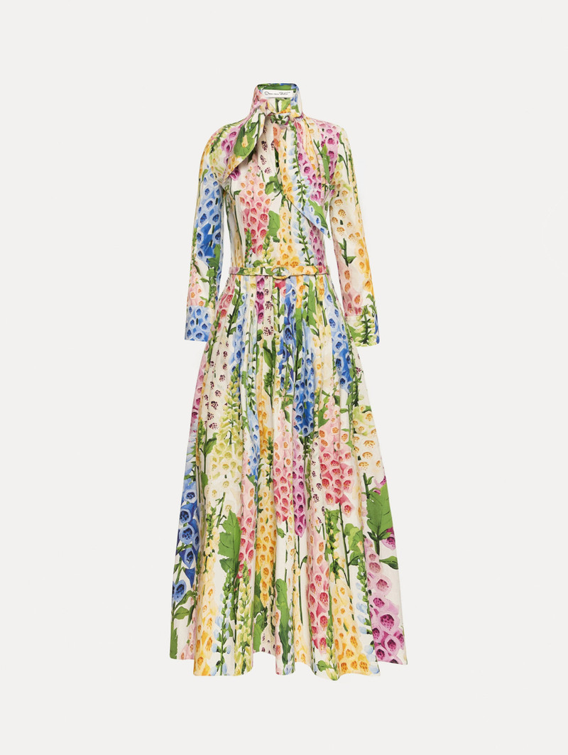 FOXGLOVE COTTON POPLIN TIE-NECK DRESS 1