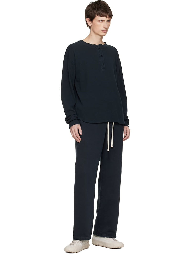 LES TIEN Navy Baseball Hem Henley outlook