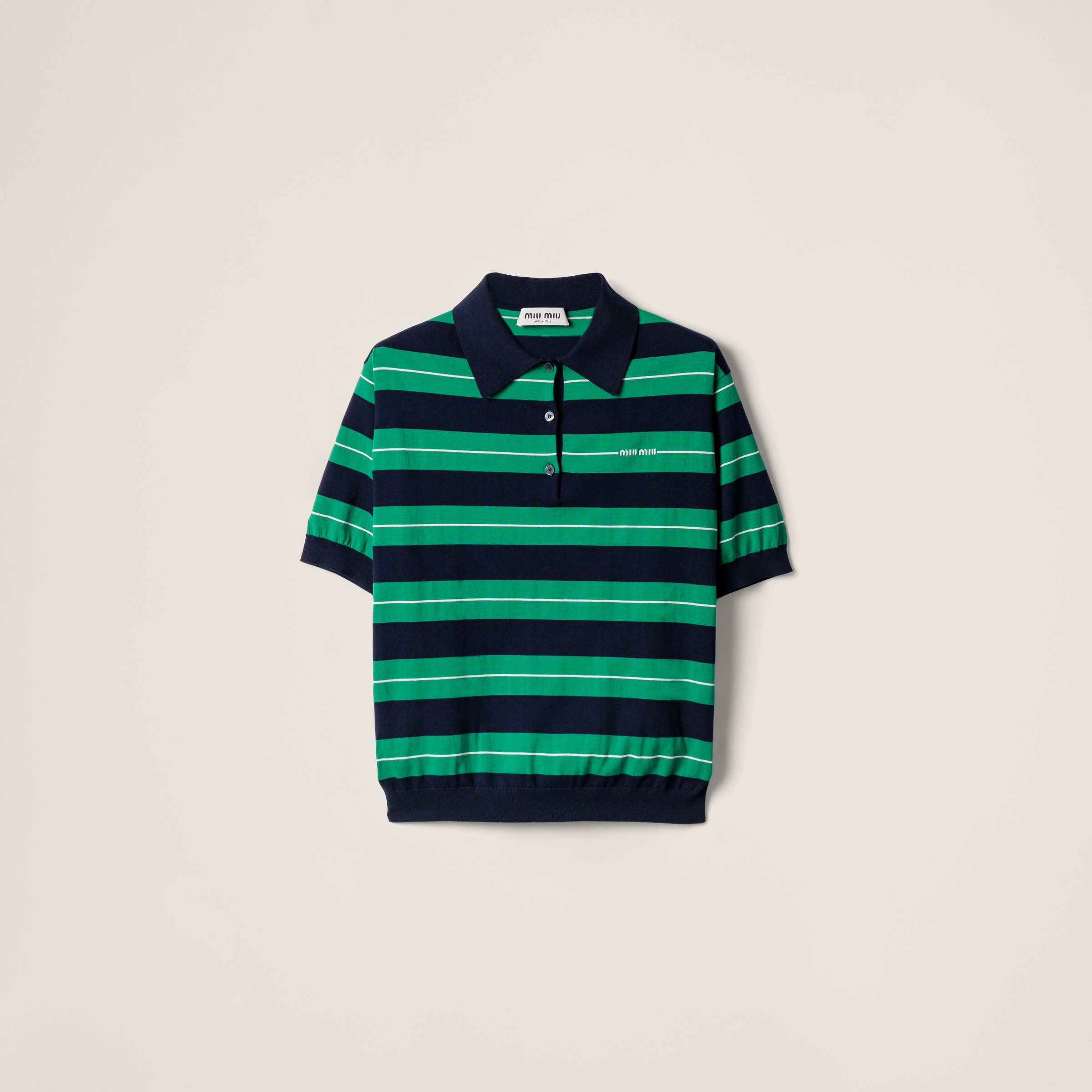 Cotton knit polo shirt - 1