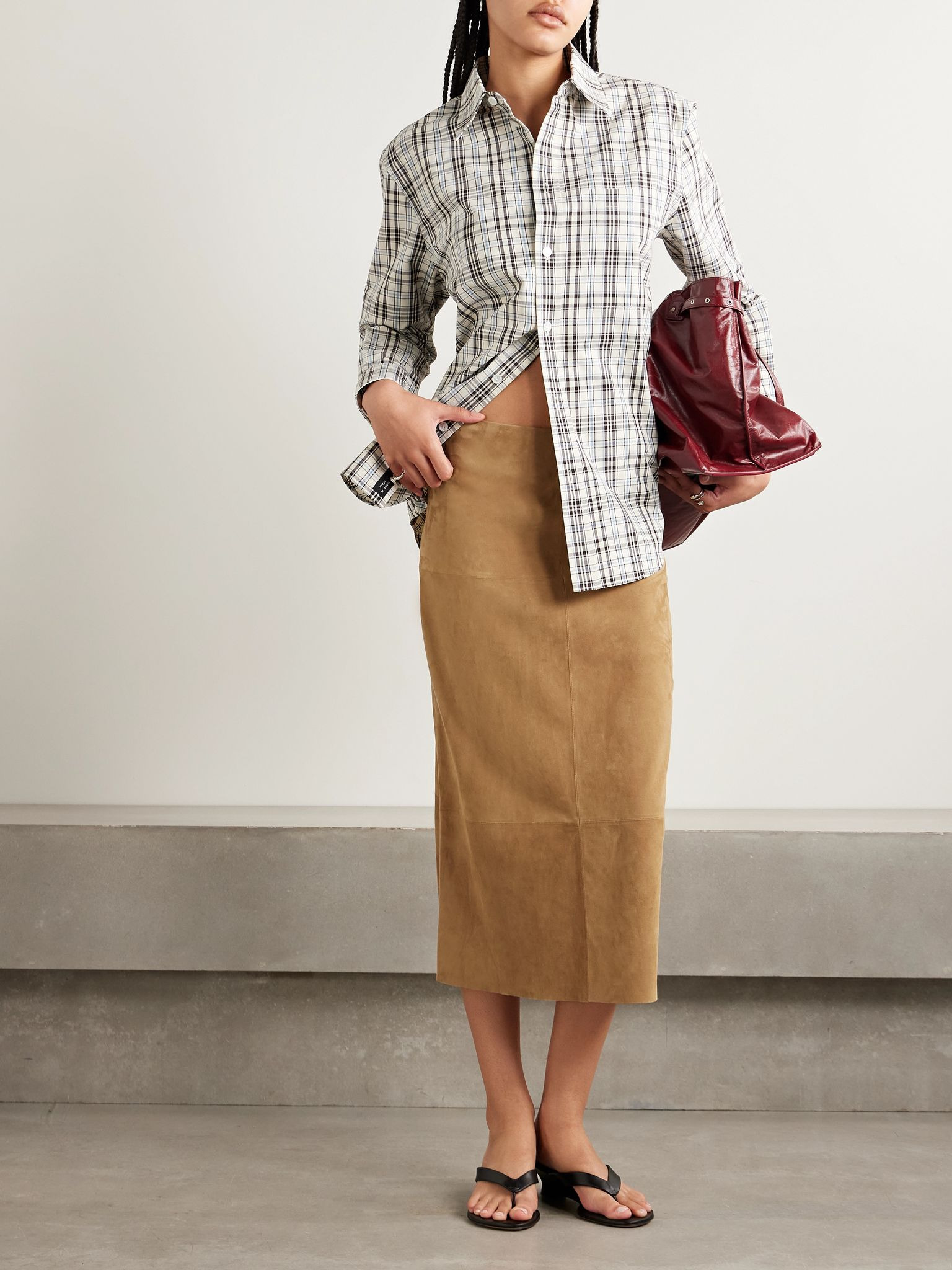 Nadia suede midi skirt Brown - 2