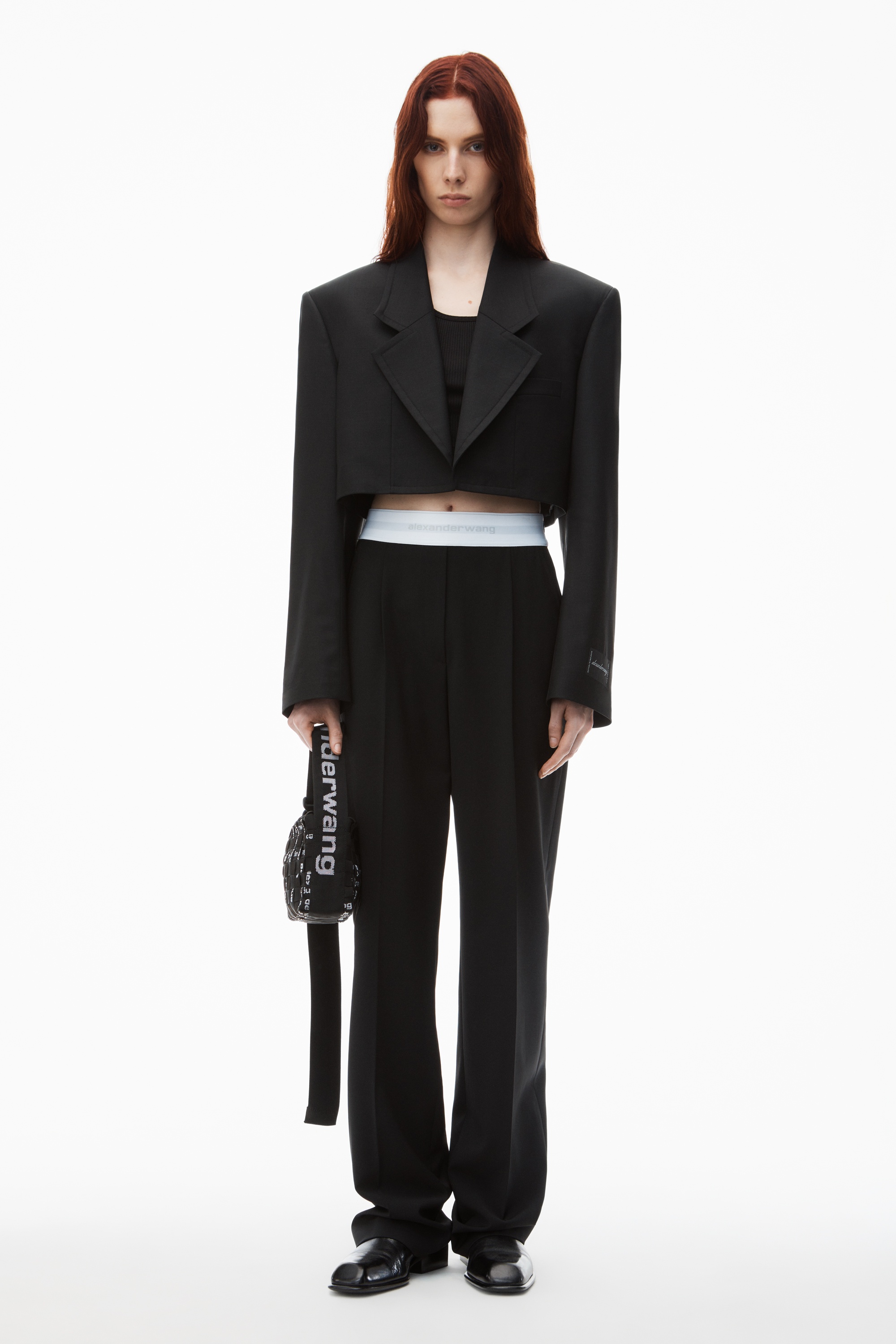 High-Waist Pleated Pant with Logo Elastic - 2