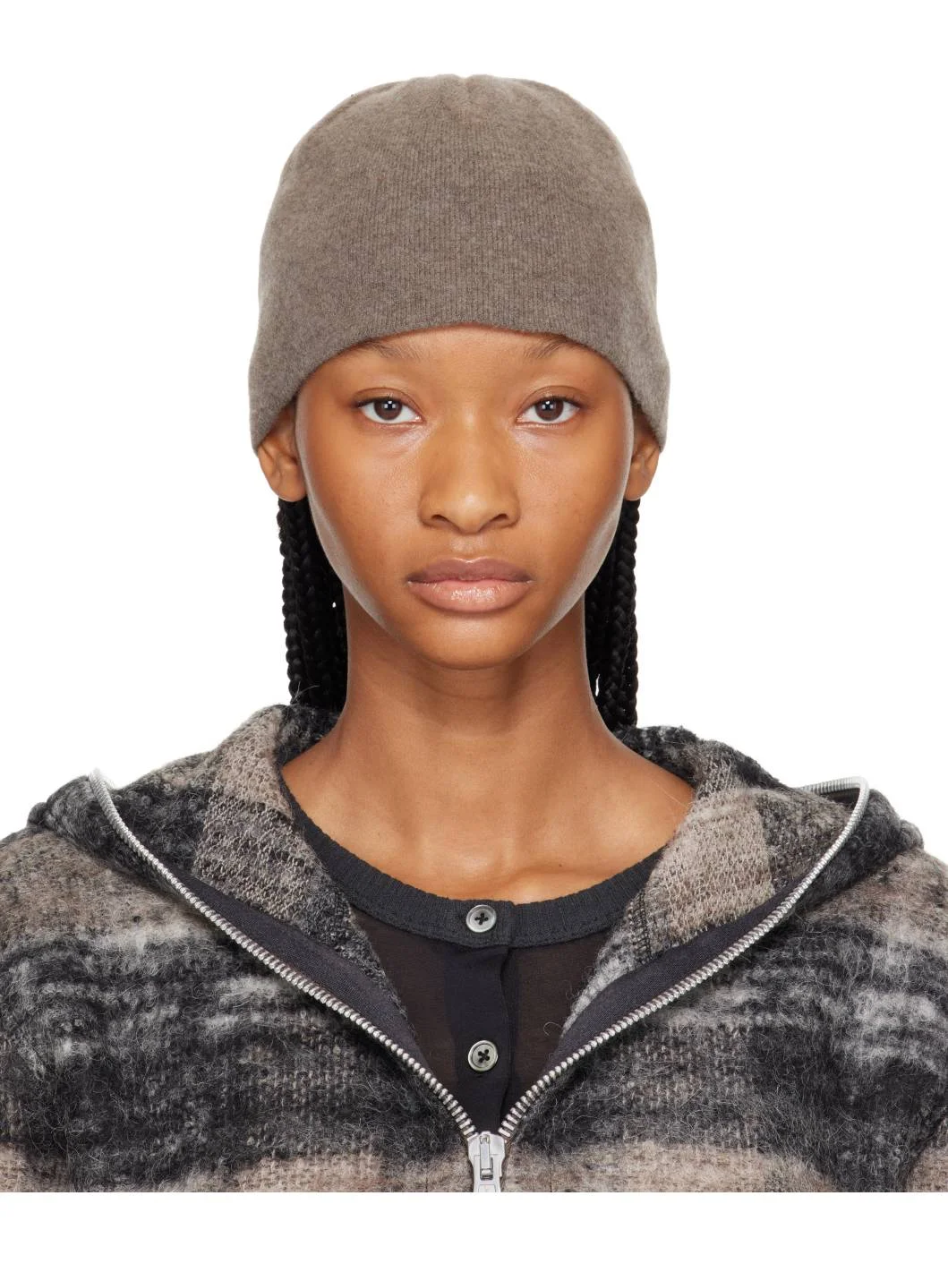 Taupe Merino Wool Beanie - 1