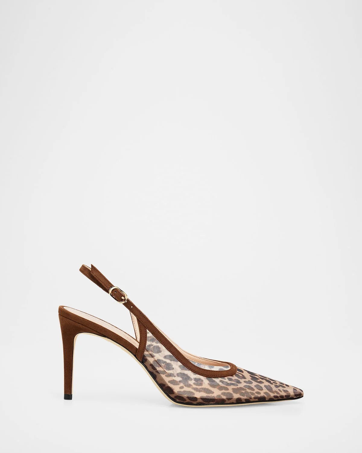 75mm Power Animal-Print Mesh Slingback Pumps - 1