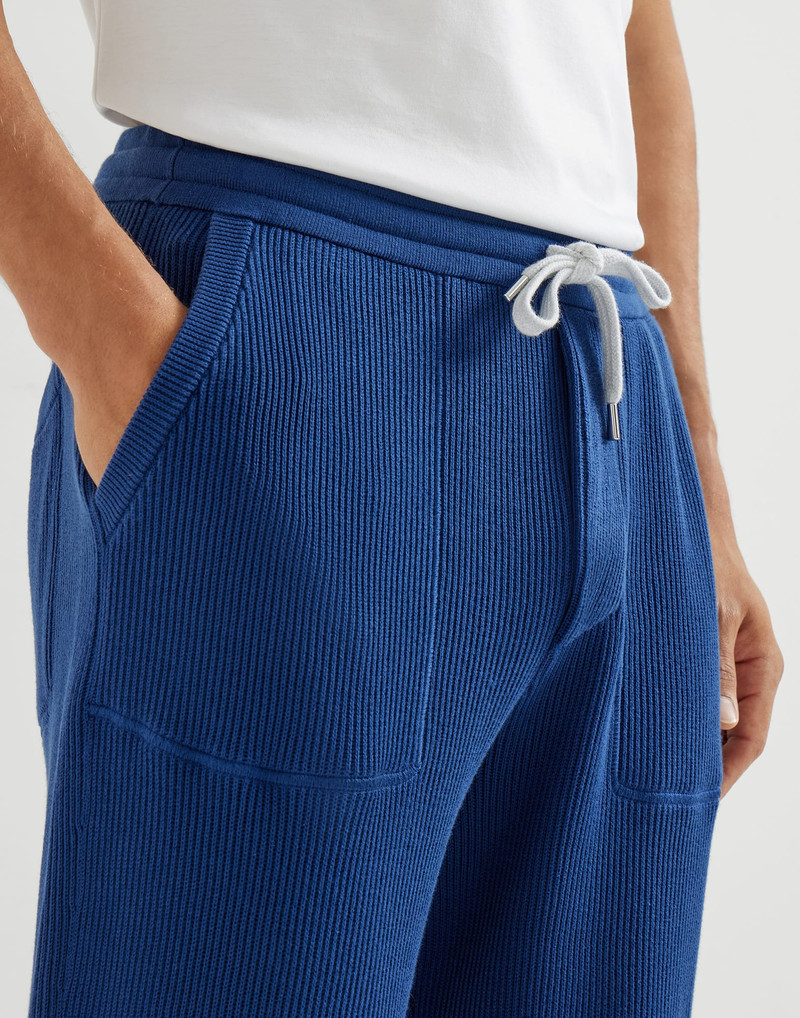 Cotton English rib knit trousers with zipper cuffs 4