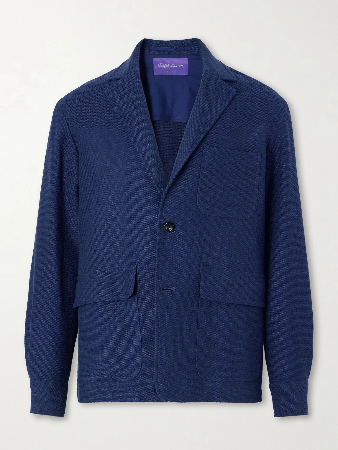 Cotton-Blend Waffle-Knitted Blazer Jacket - 1