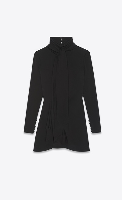 SAINT LAURENT lavalliere-neck draped dress in sablé saint laurent outlook