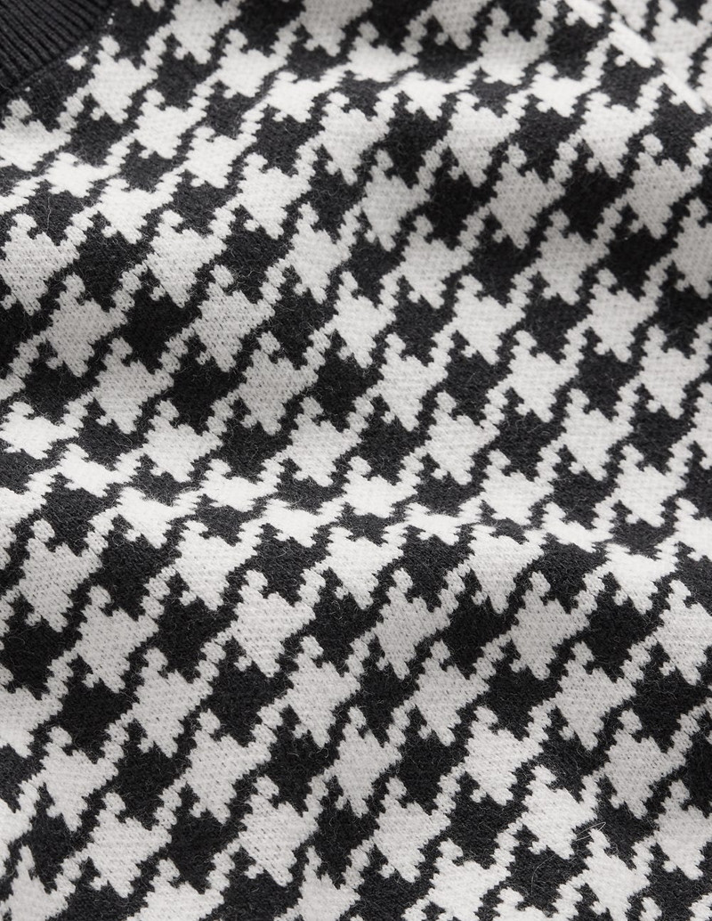 Maria Button Knitted Dress-Black and Ivory Dogstooth 1
