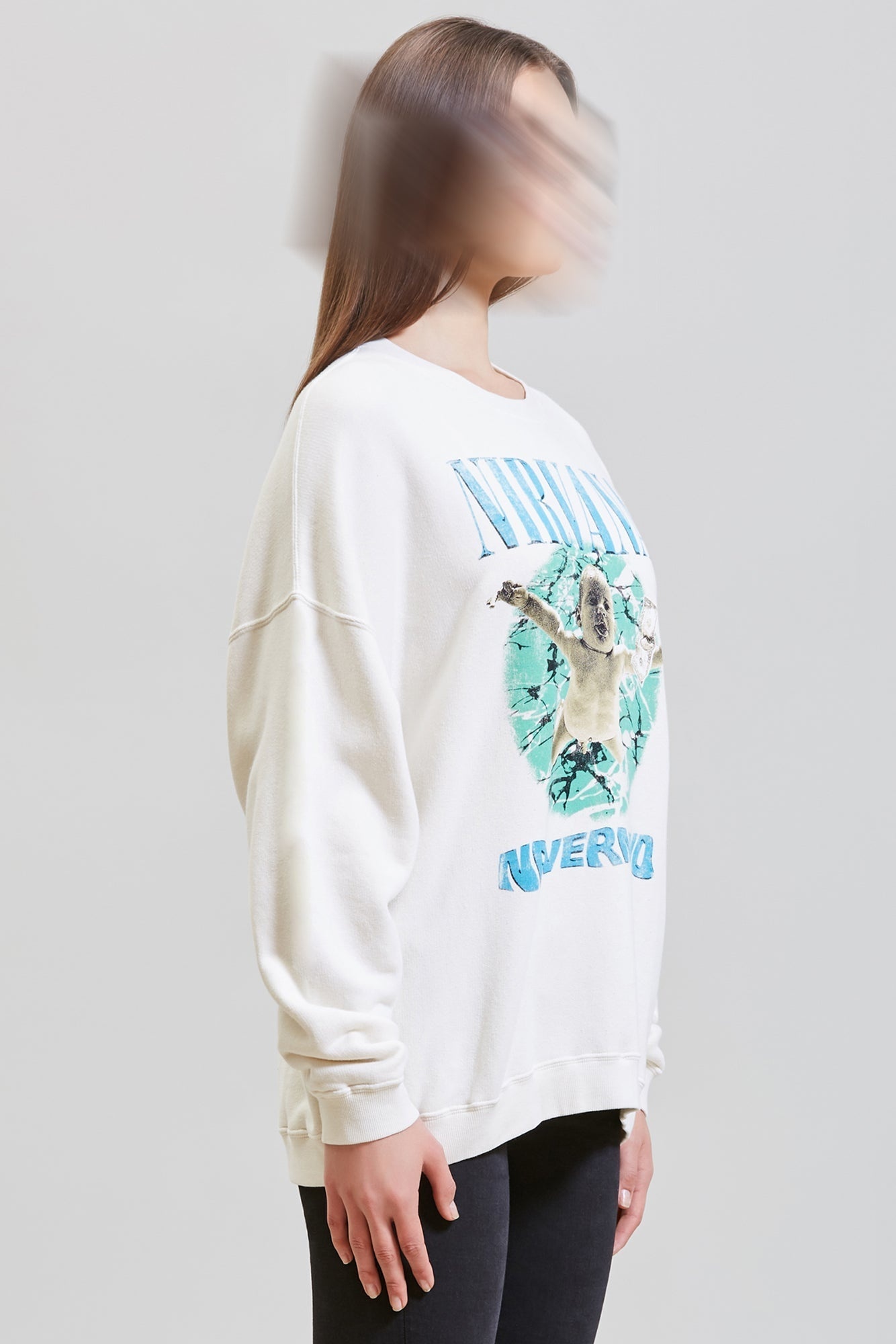 NIRVANA NEVERMIND ALBUM COVER OVERSIZED CREWNECK - ECRU - 3