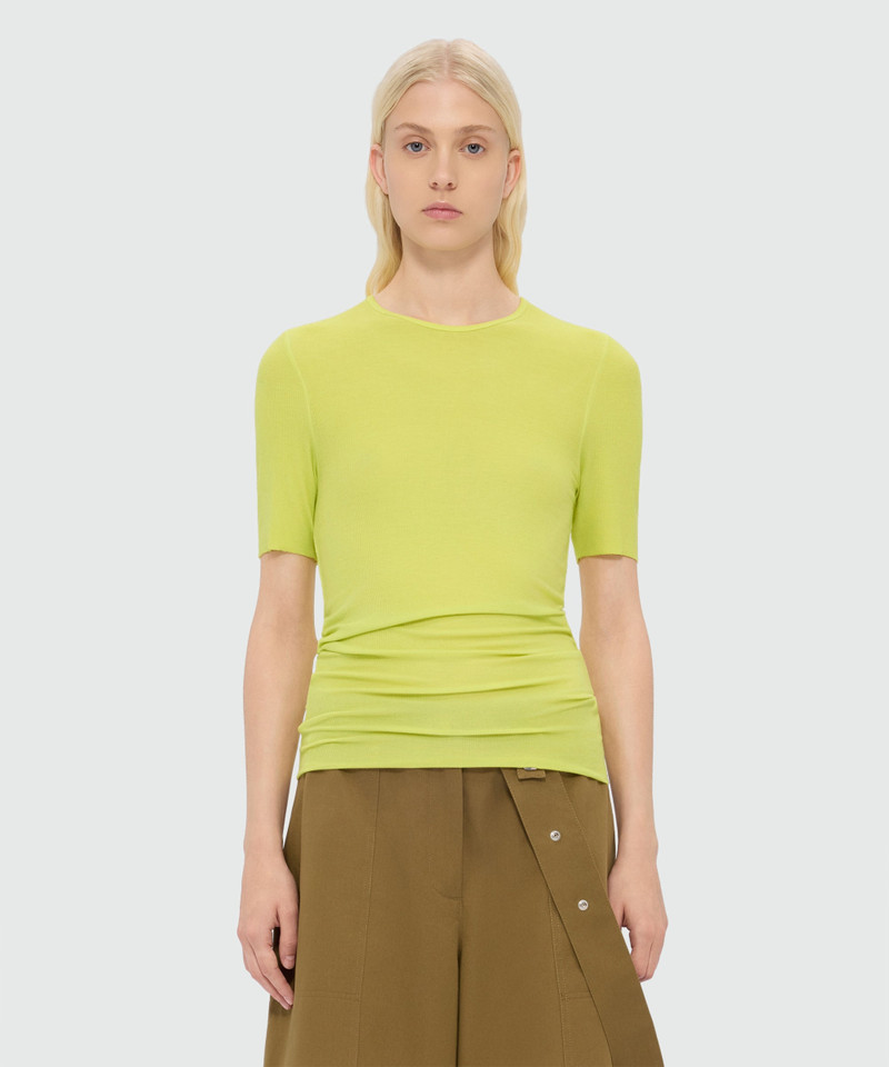 MSGM Lime short-sleeve viscose ribbed T-shirt outlook