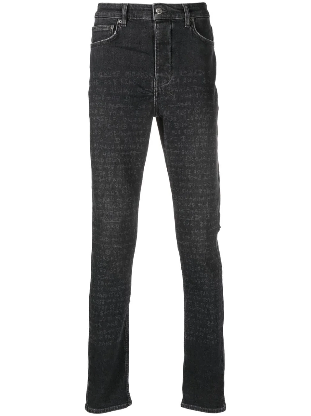 text-print mid-rise tapered jeans - 1