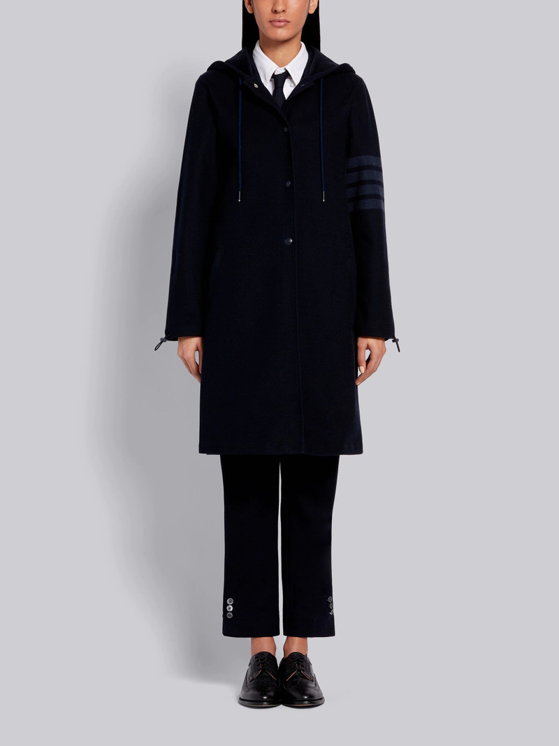 Navy Double Face Cotton Twill Hooded Tonal 4-Bar Parka 1