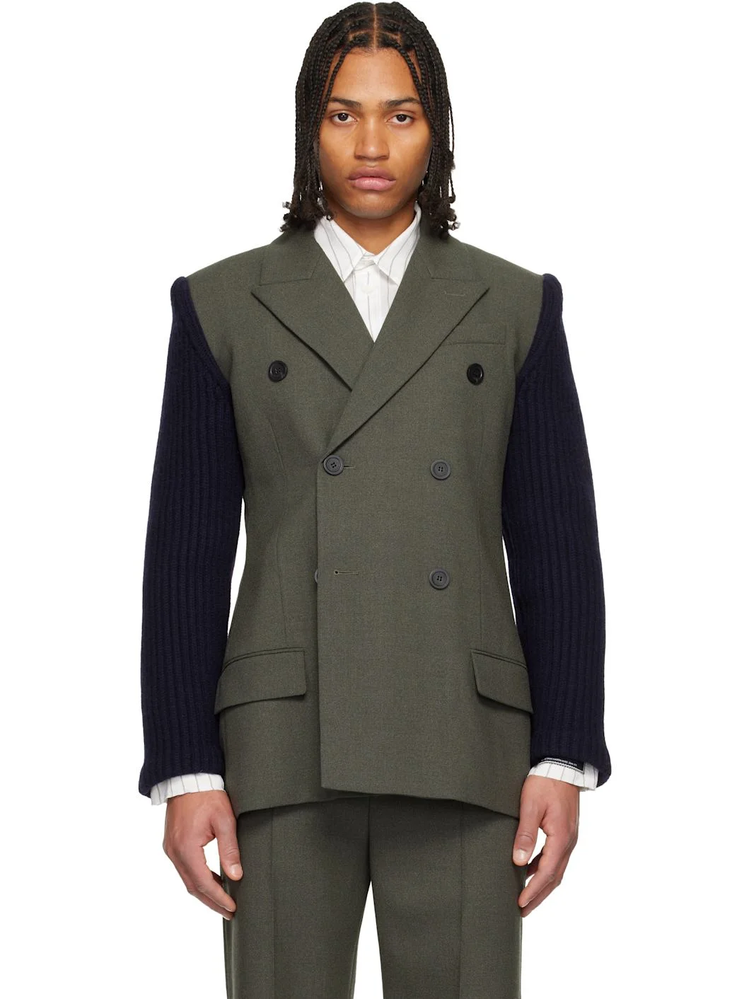 Gray & Navy 'The Bi-Material Suit' Blazer - 1