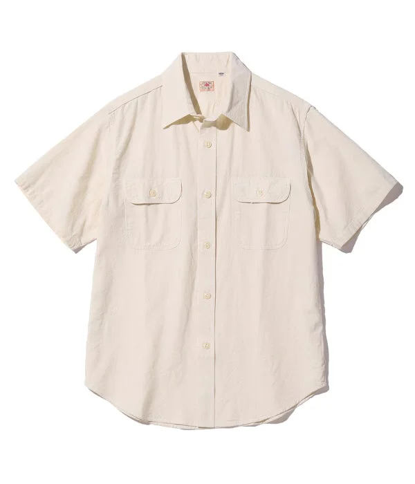 SC37942 White Chambray Work Shirt Short Sleeve - 1