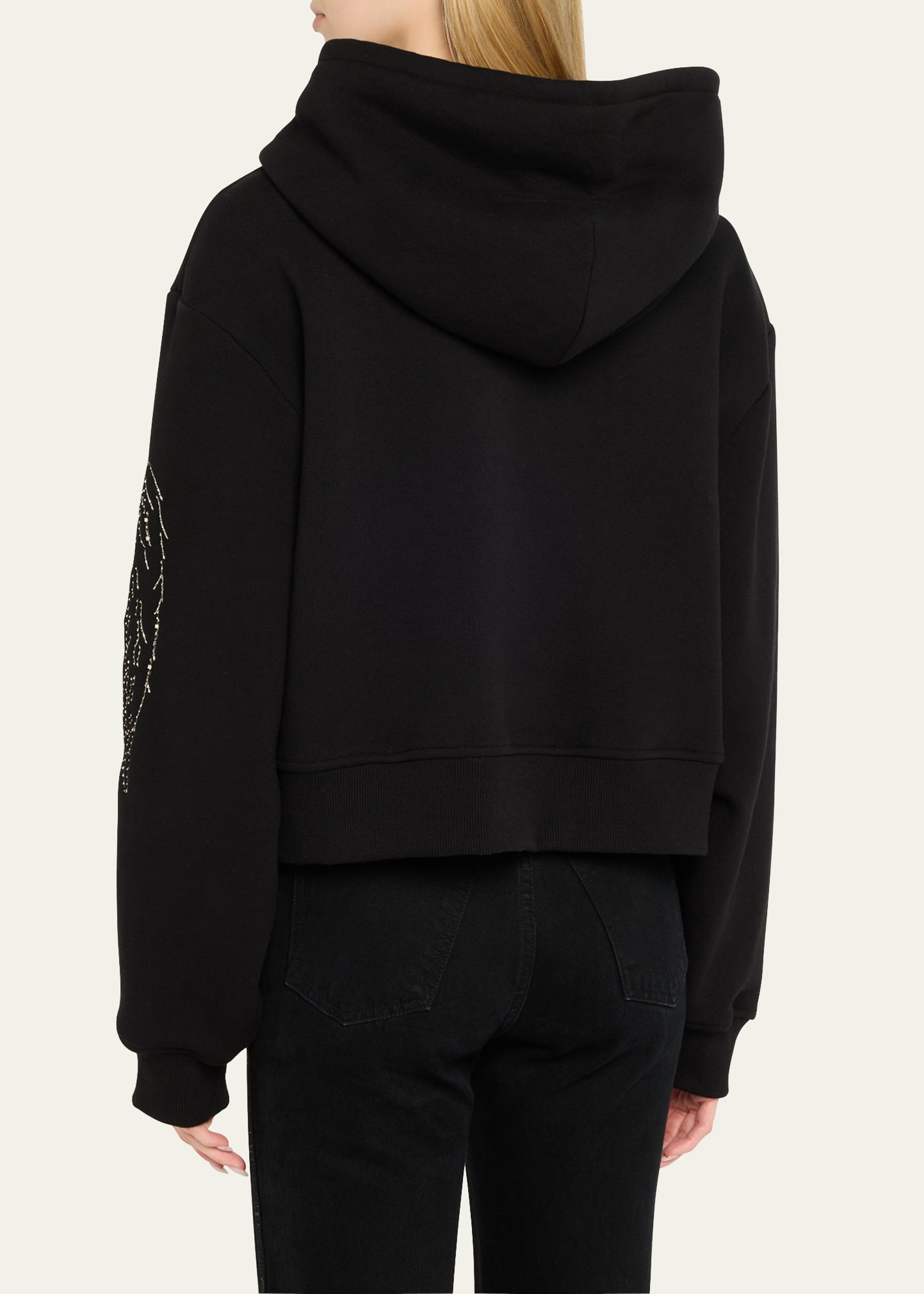 Good Night Embroidered Cropped Hoodie - 3